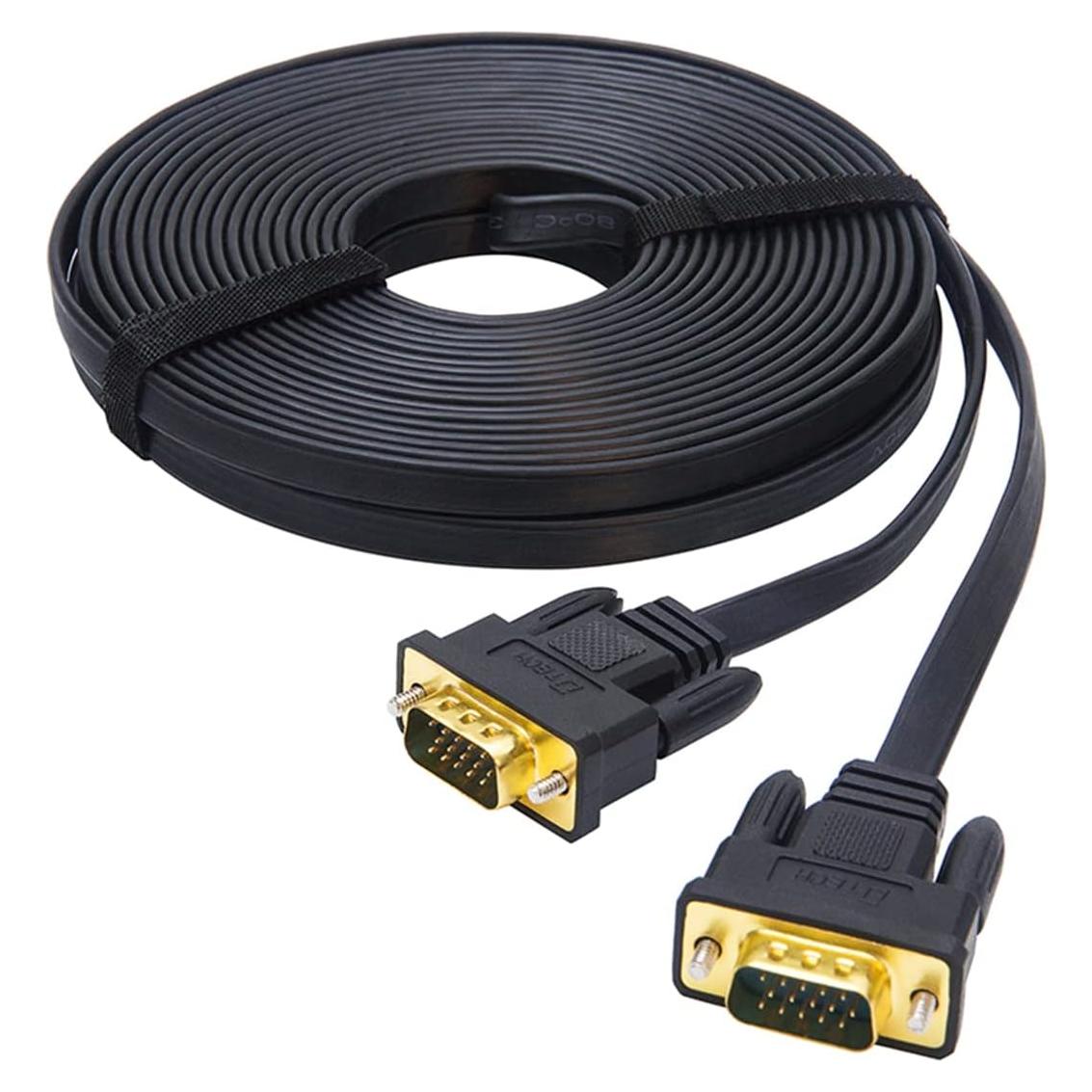 Cable VGA DTech 5m Masculino a Masculino Ultra Delgado Negro