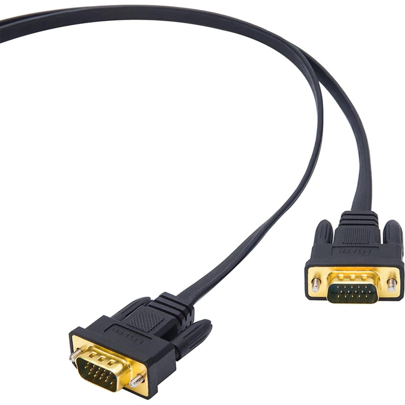 Cable VGA DTech 5m Masculino a Masculino Ultra Delgado Negro