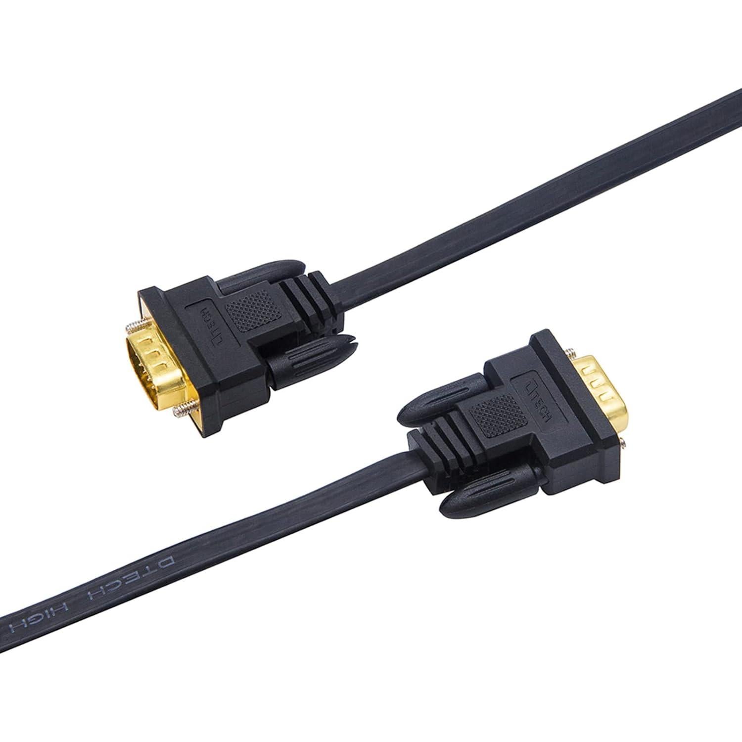 Cable VGA DTech 5m Masculino a Masculino Ultra Delgado Negro