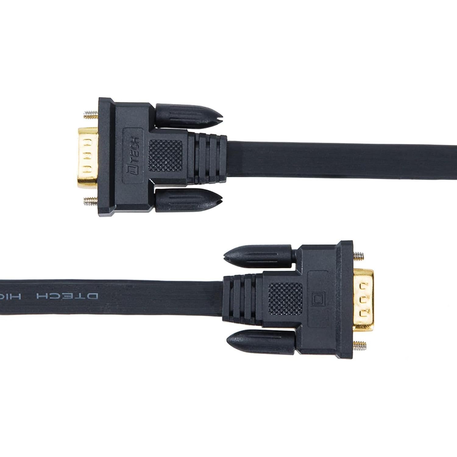 Cable VGA DTech 5m Masculino a Masculino Ultra Delgado Negro