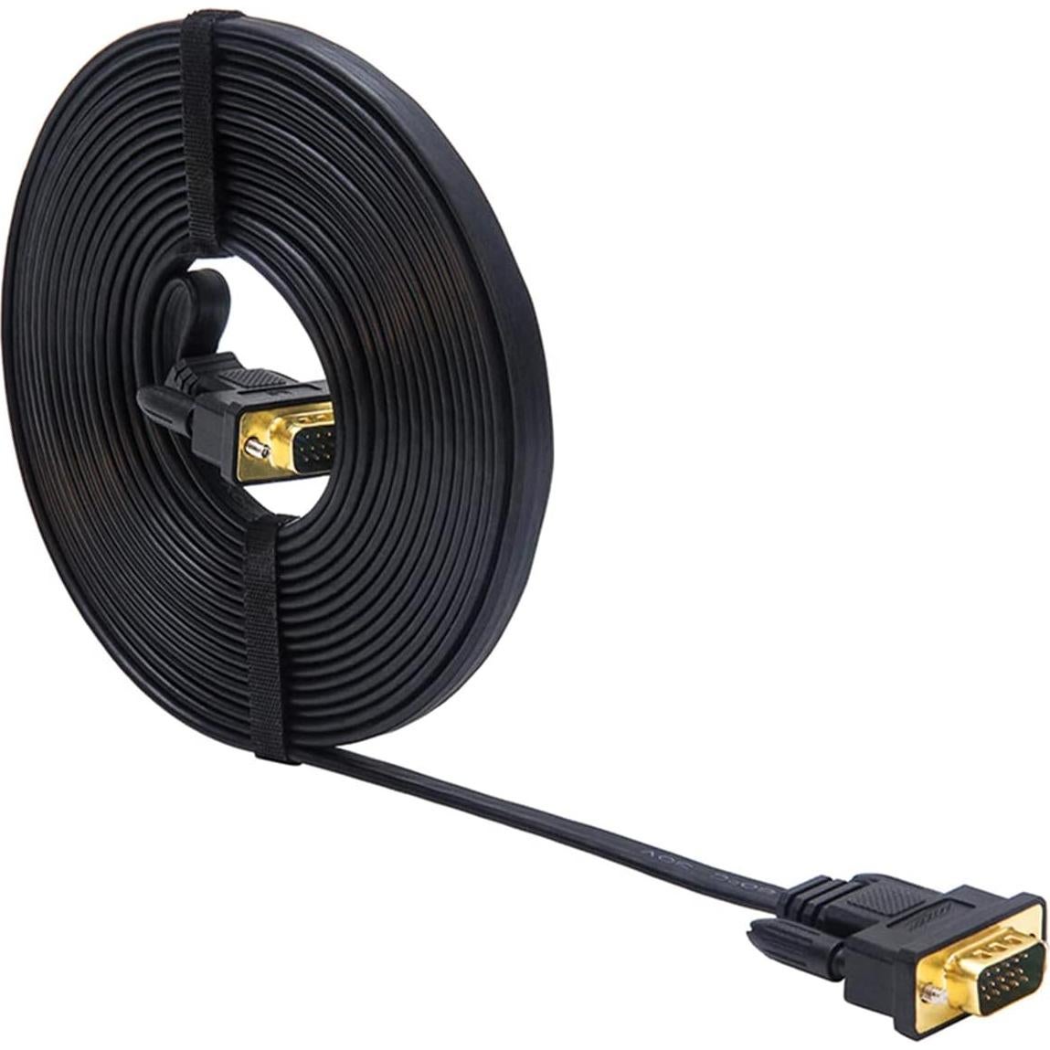 Cable VGA DTech 5m Masculino a Masculino Ultra Delgado Negro