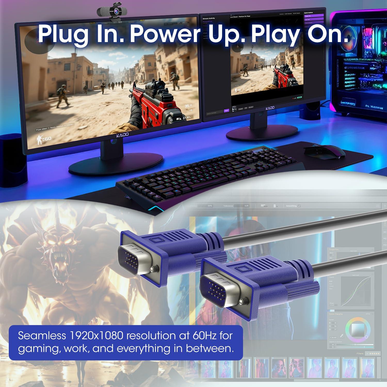 Cable VGA 1.5m Kado Macho a Macho Alta Velocidad 1920x1080