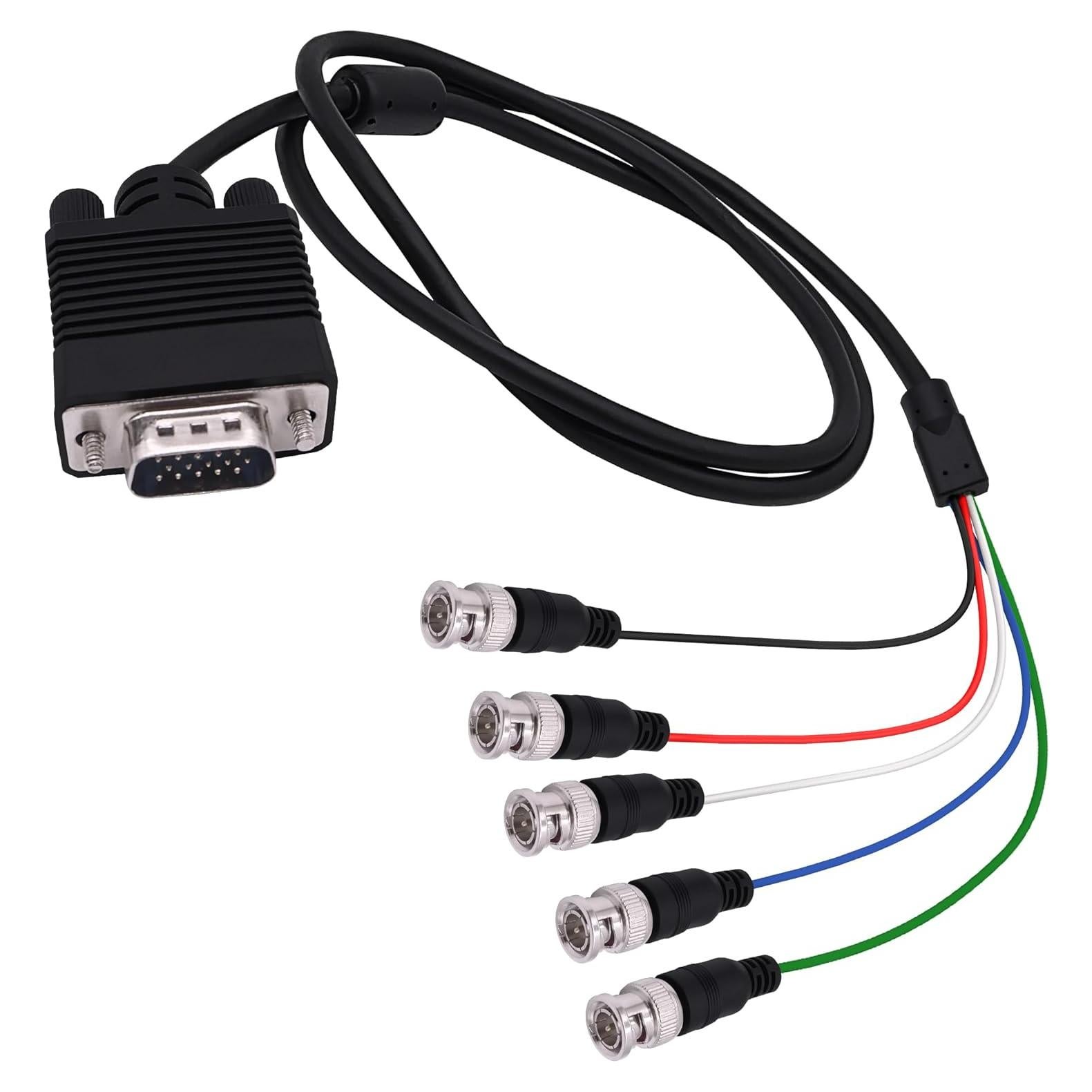 Cable Adaptador VGA a BNC 1.5m HUAXU RGBHV Macho a Macho