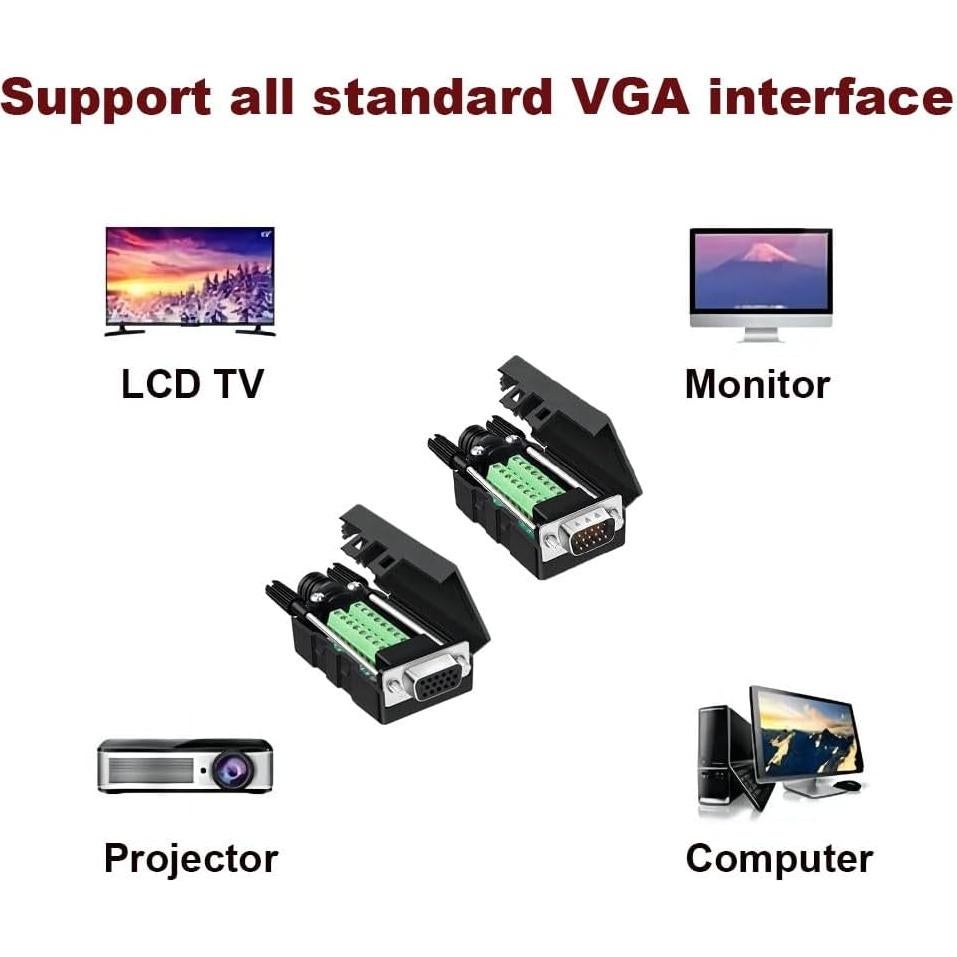 Conector VGA 3+9 Sin Soldadura Rápido Willwewon 15 Pines