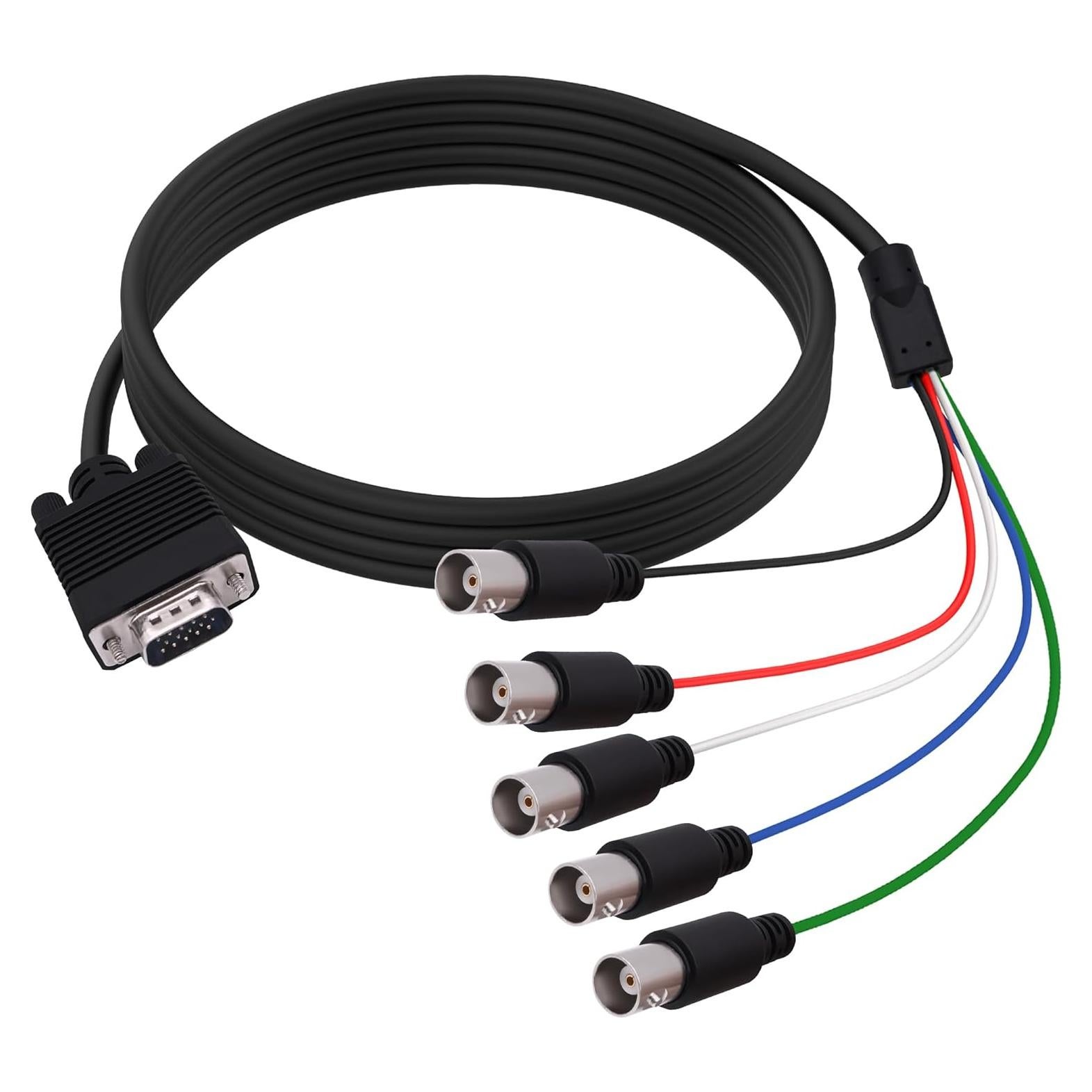 Cable VGA a 5 BNC 1.5M HUAXU - Adaptador RGBHV para HDTV