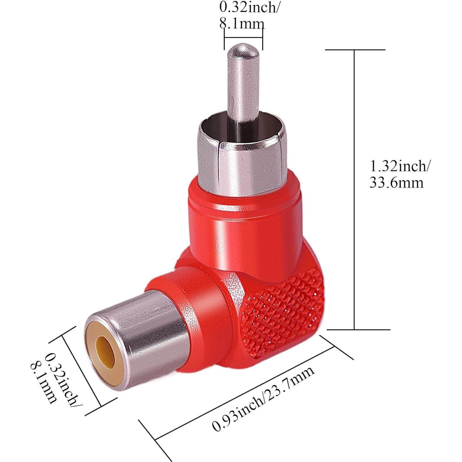 Adaptador RCA Macho a Hembra 90 Grados CNARIO - 2 Piezas