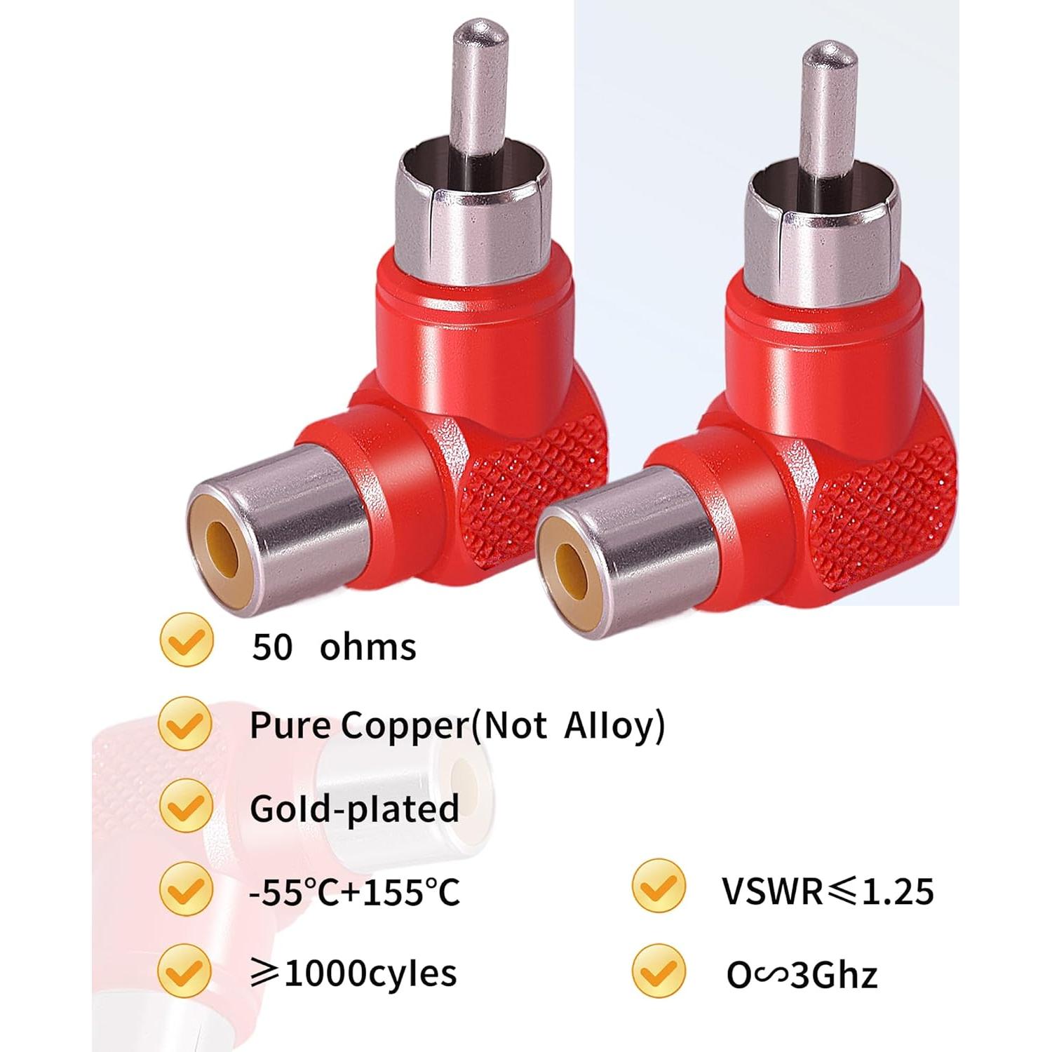 Adaptador RCA Macho a Hembra 90 Grados CNARIO - 2 Piezas