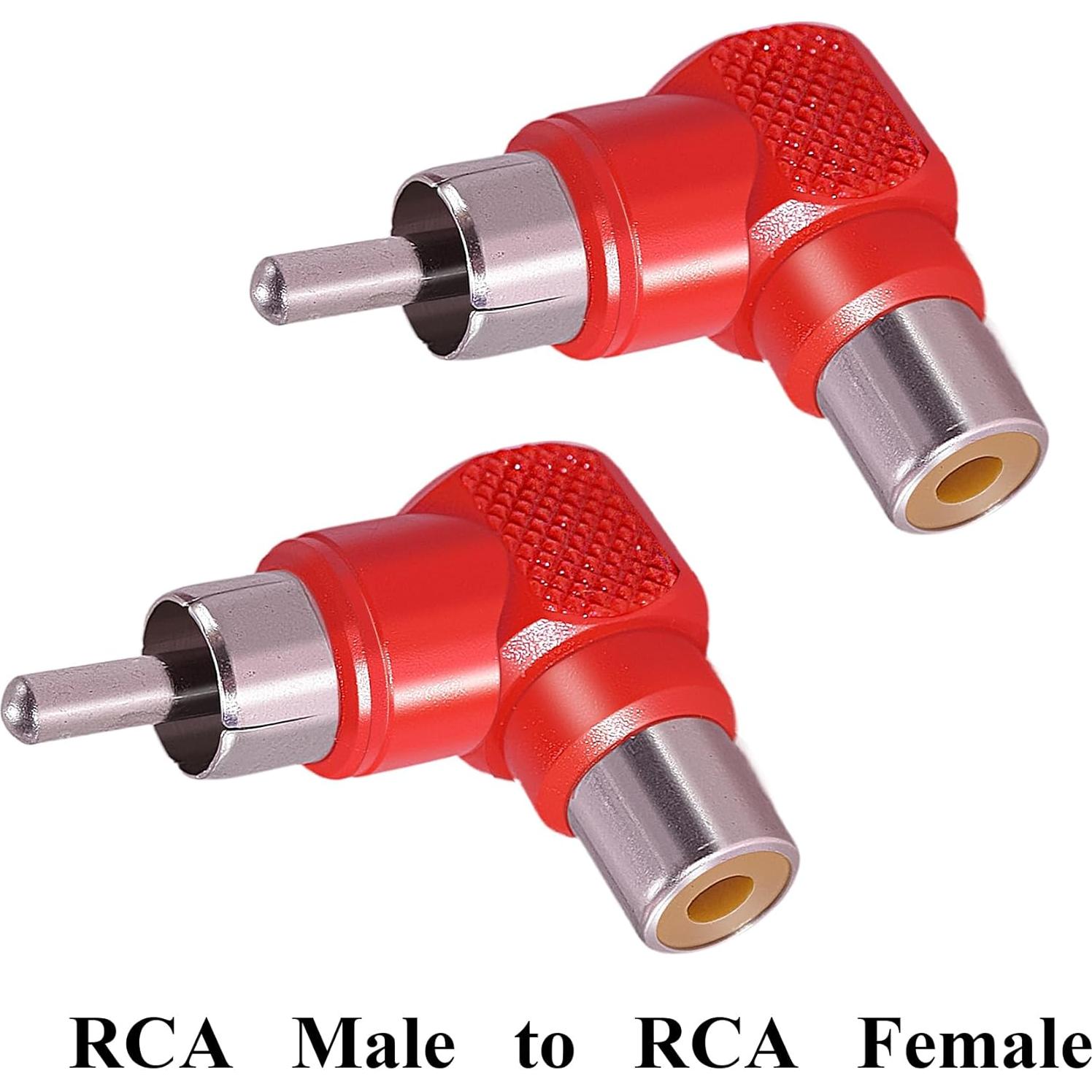 Adaptador RCA Macho a Hembra 90 Grados CNARIO - 2 Piezas