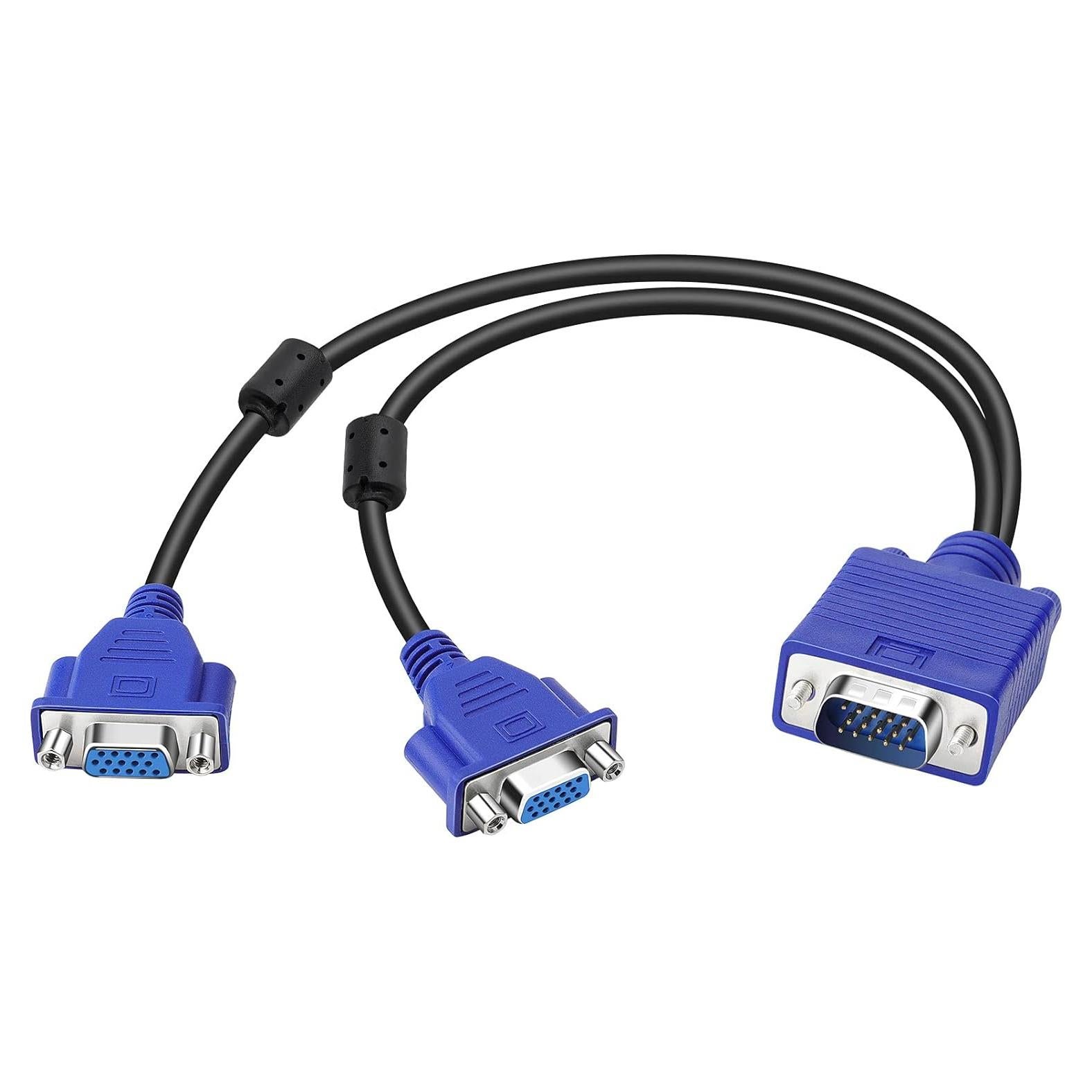 Cable Divisor VGA 1 Macho a 2 Hembras 33cm Duplicador de Pantalla