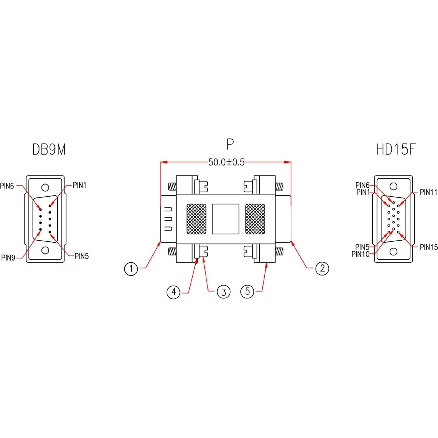Adaptador DB9 Macho a HD15 Hembra VGA Cable Leader