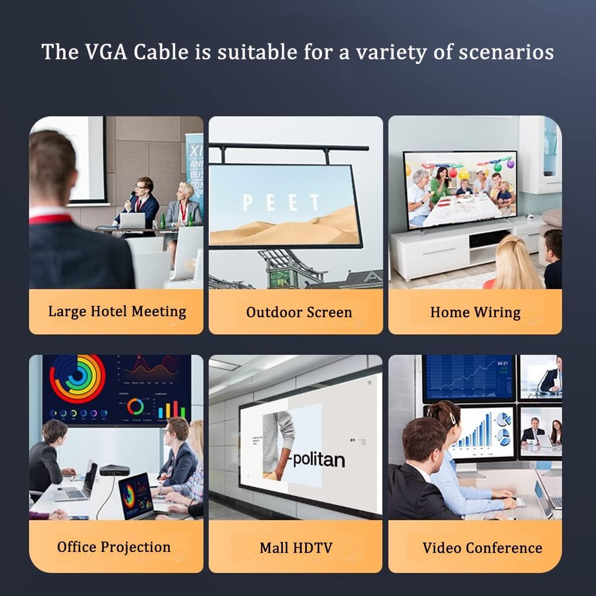 Cable VGA 4.5M UVOOI para Monitor y Proyector 1080P