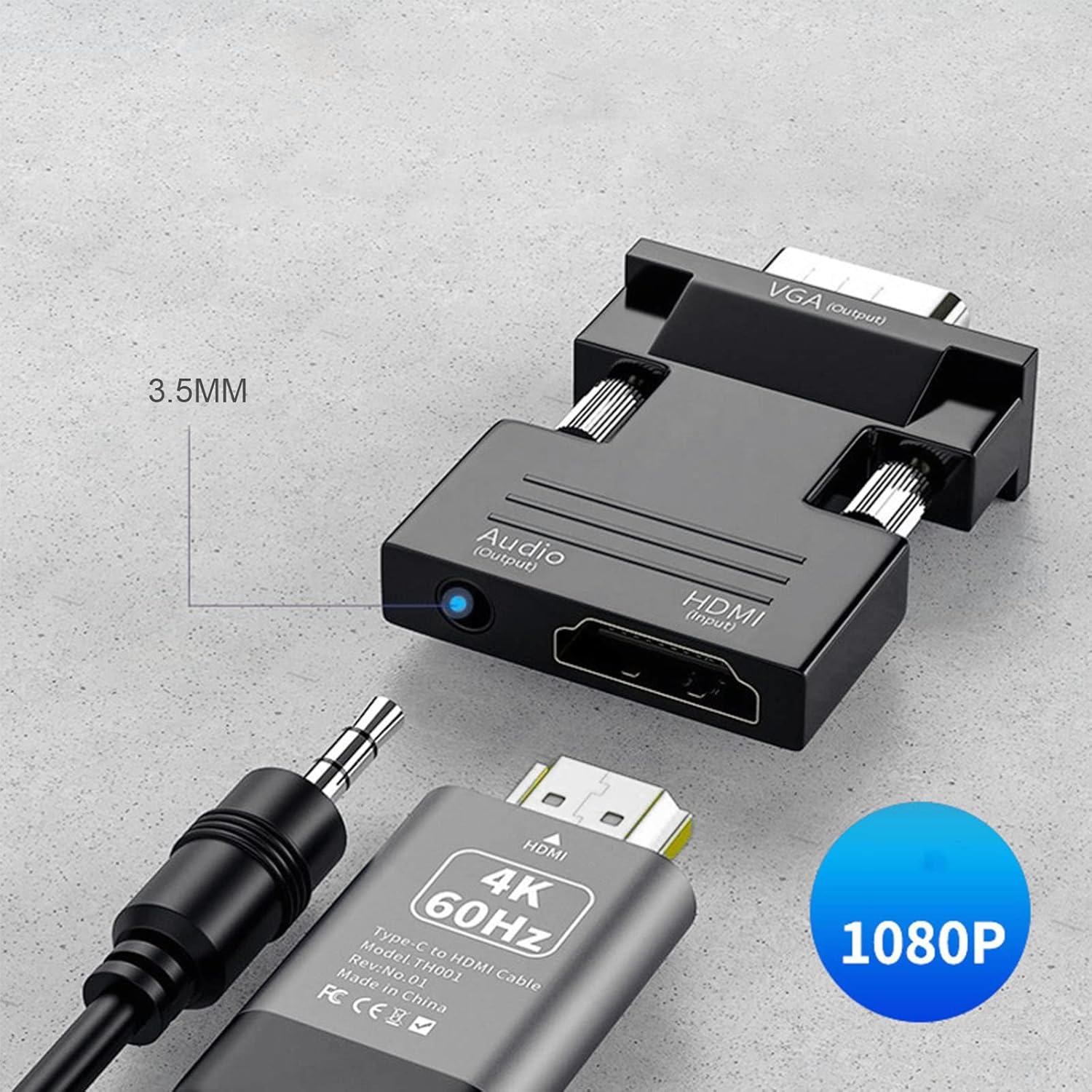 Adaptador VGA a HDMI CATSELURRY 1080p para PC y Proyector
