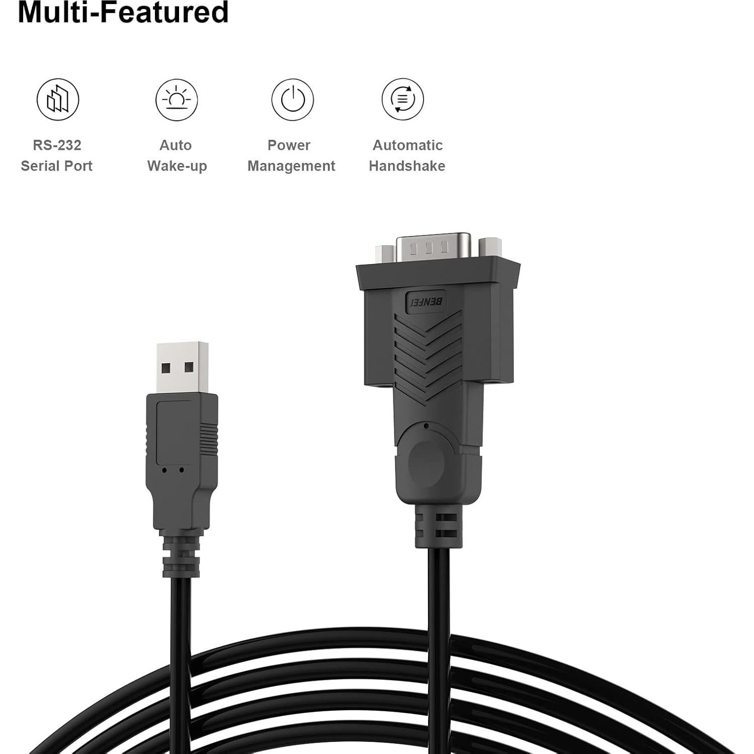 Adaptador USB a Serial BENFEI 1.83m RS-232 Macho DB9