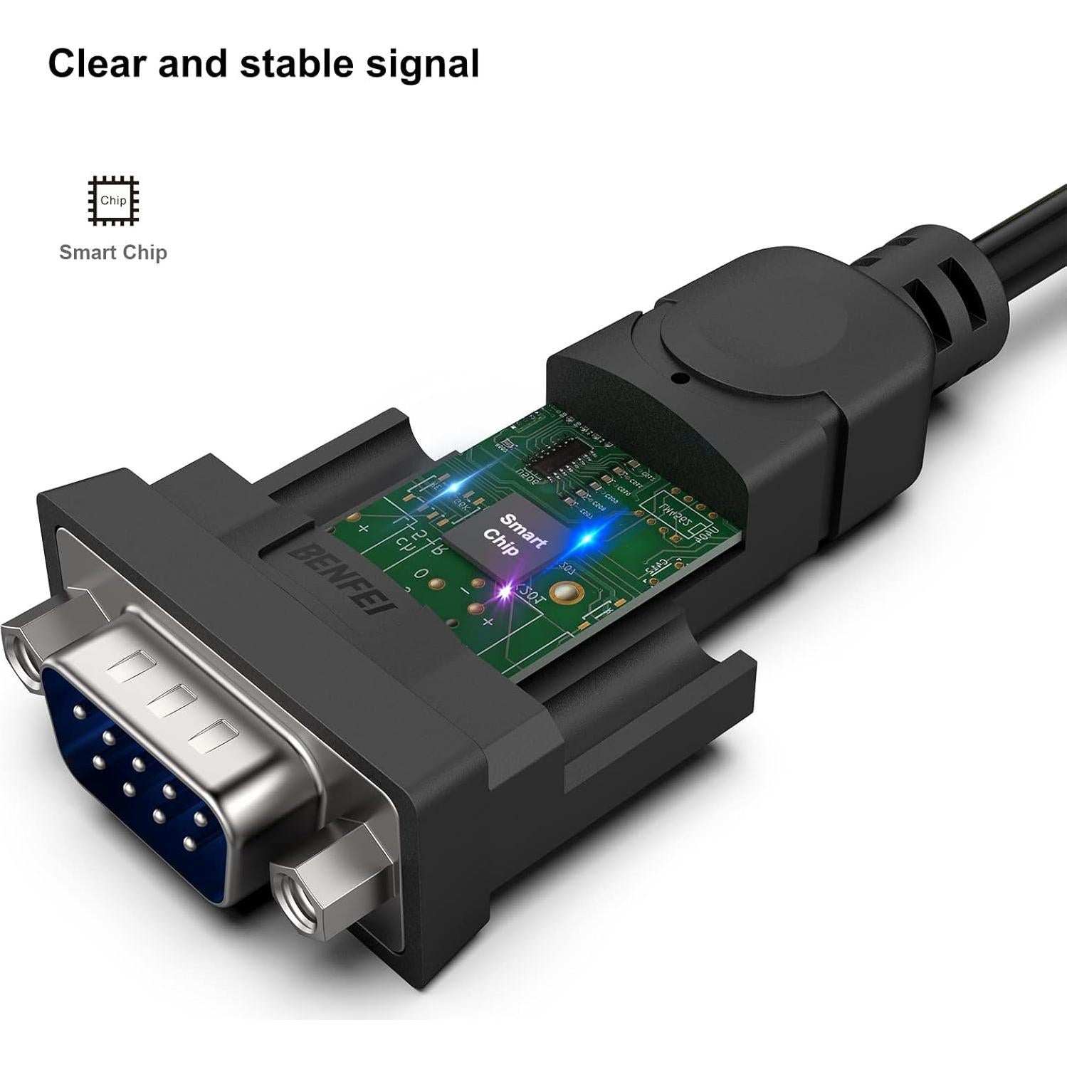 Adaptador USB a Serial BENFEI 1.83m RS-232 Macho DB9