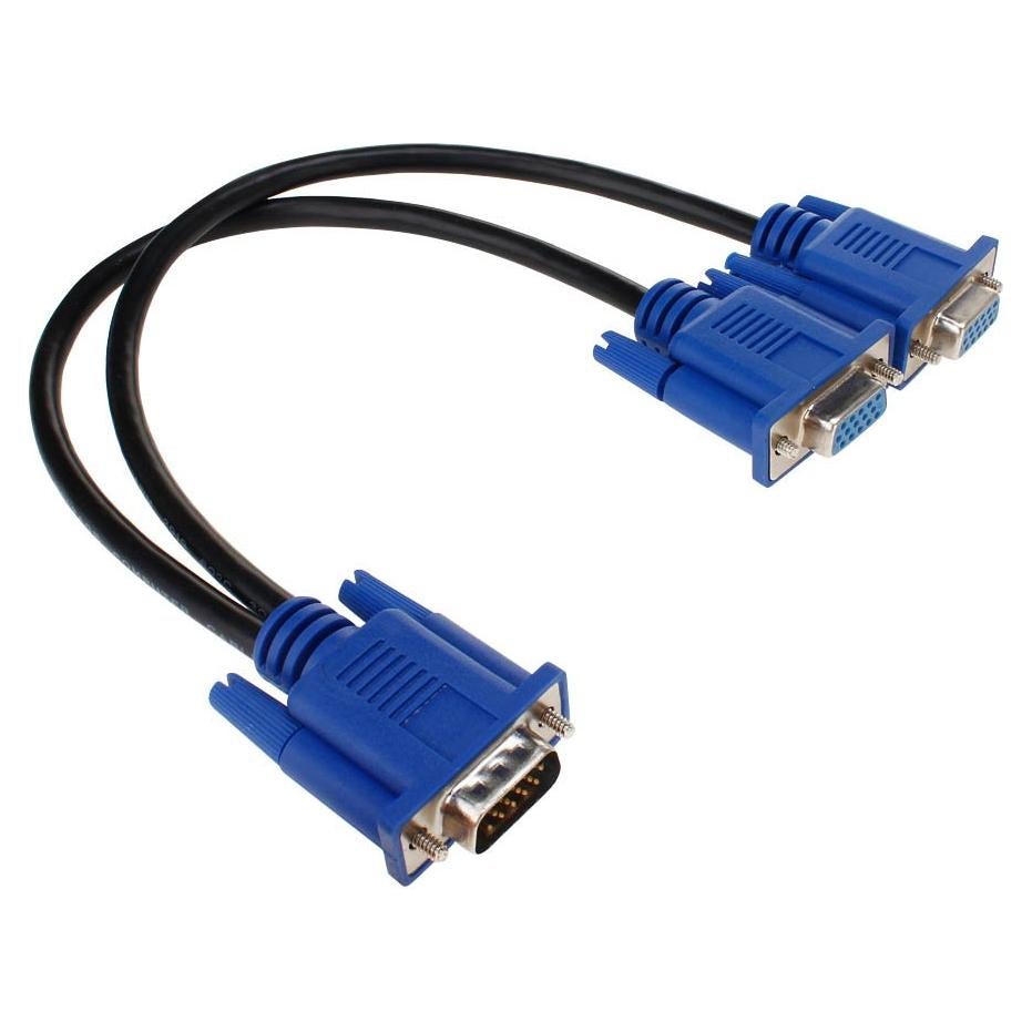 Cable Divisor VGA SAYTAY 1 Macho a 2 Hembras 30.48 cm Azul