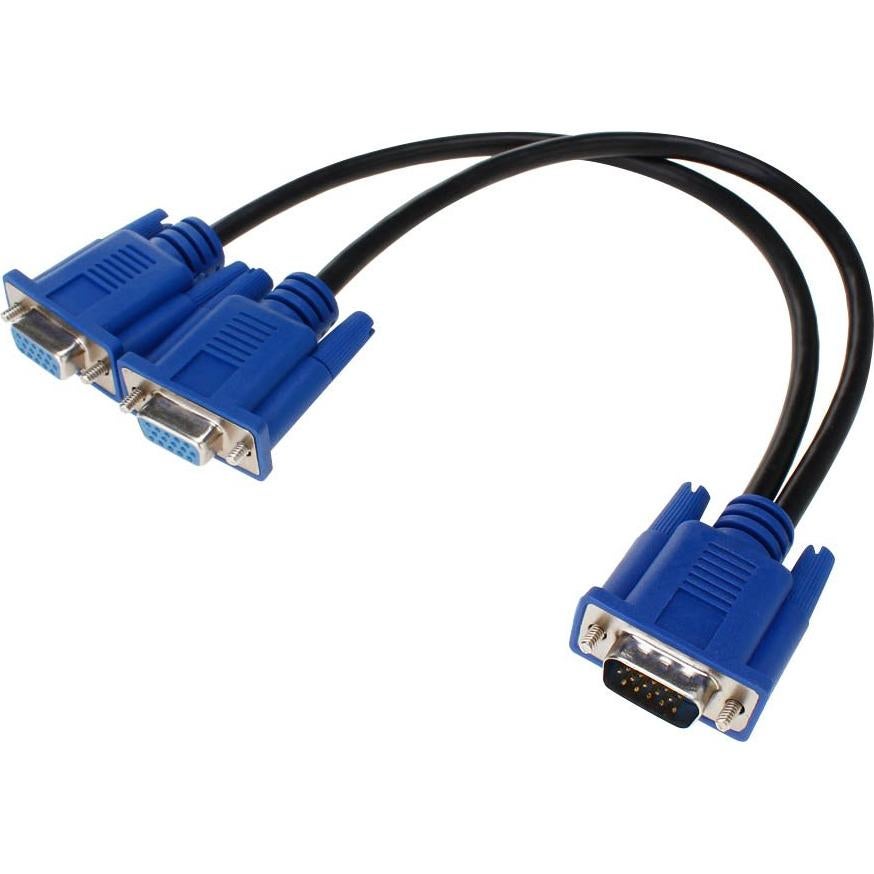 Cable Divisor VGA SAYTAY 1 Macho a 2 Hembras 30.48 cm Azul