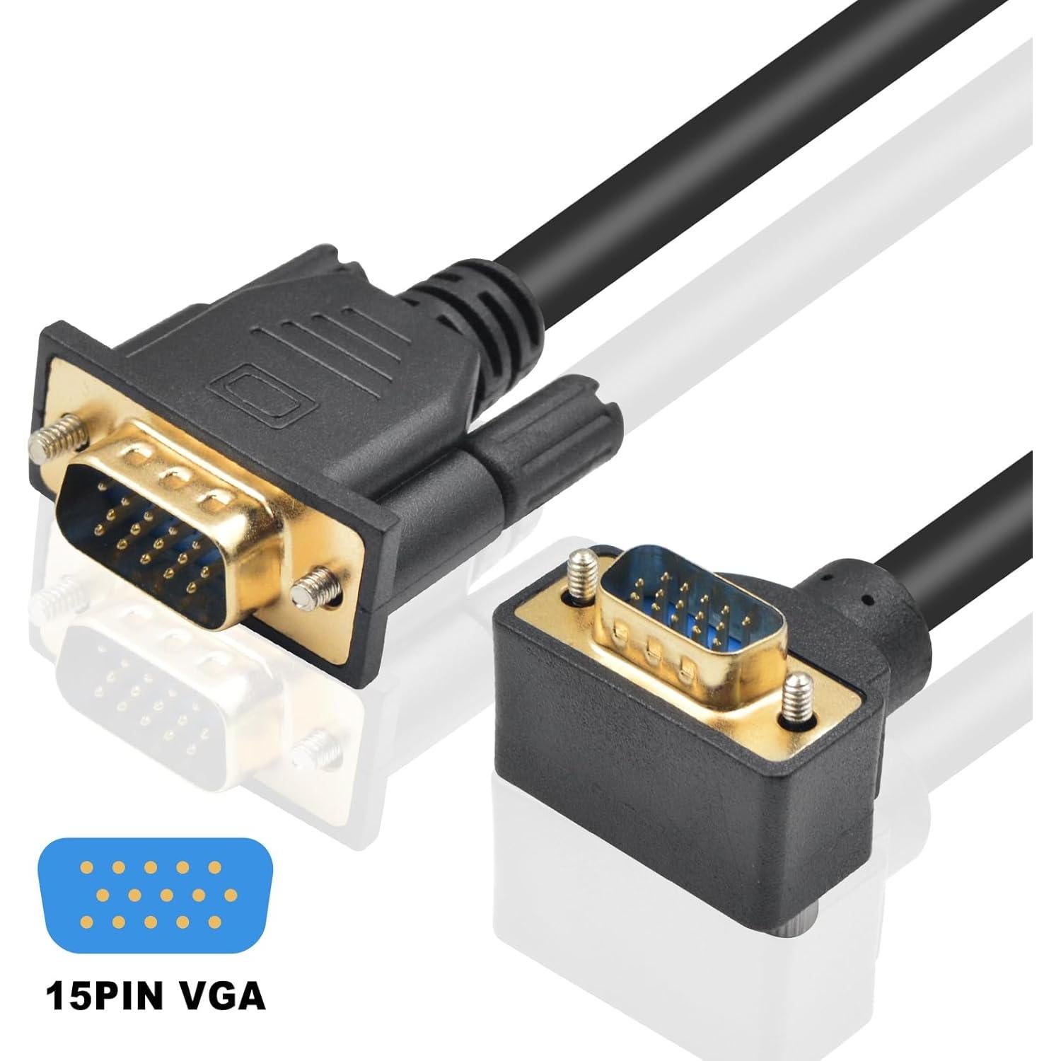 Cable VGA Macho a Macho Poyiccot 1.52m 90 Grados Full HD 1080p