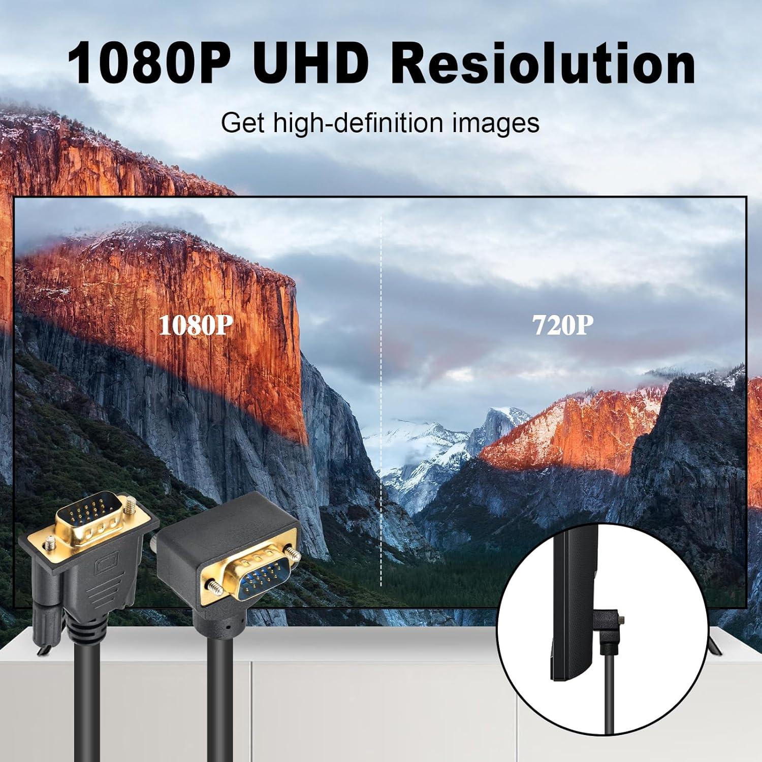 Cable VGA Macho a Macho Poyiccot 1.52m 90 Grados Full HD 1080p