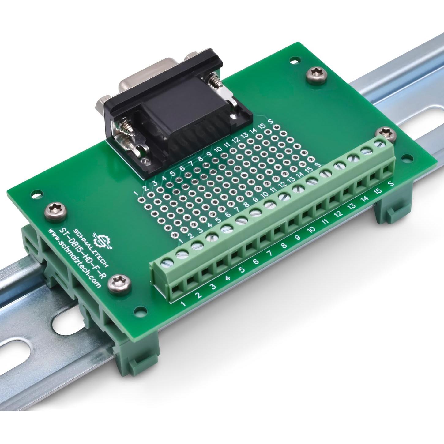 Placa de desconexión hembra DB15 SchmalzTech con terminales de tornillo