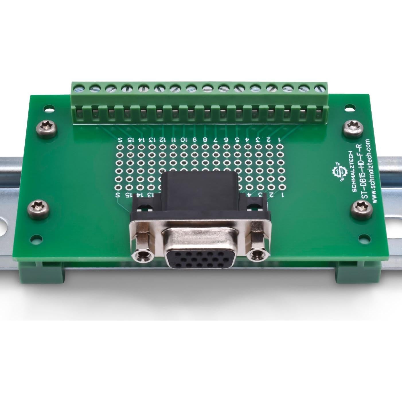 Placa de desconexión hembra DB15 SchmalzTech con terminales de tornillo