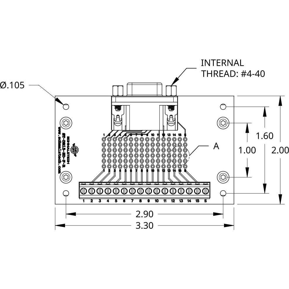 Placa de desconexión hembra DB15 SchmalzTech con terminales de tornillo