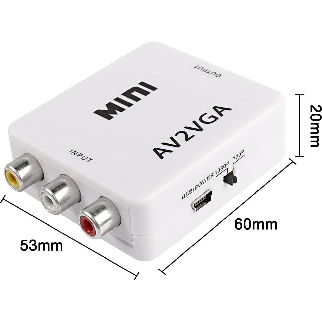 Adaptador AV a VGA XMSJSIY 1080p con Cable USB