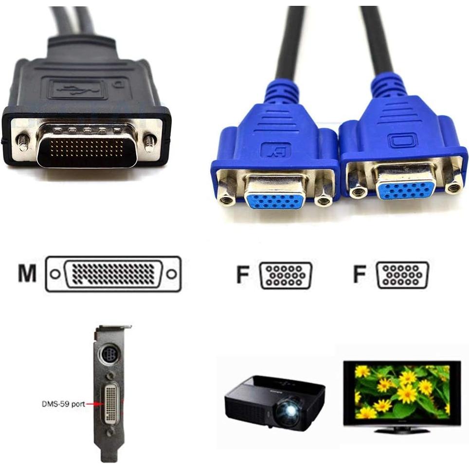 Adaptador DMS-59 Macho a Doble VGA Hembra Blacell
