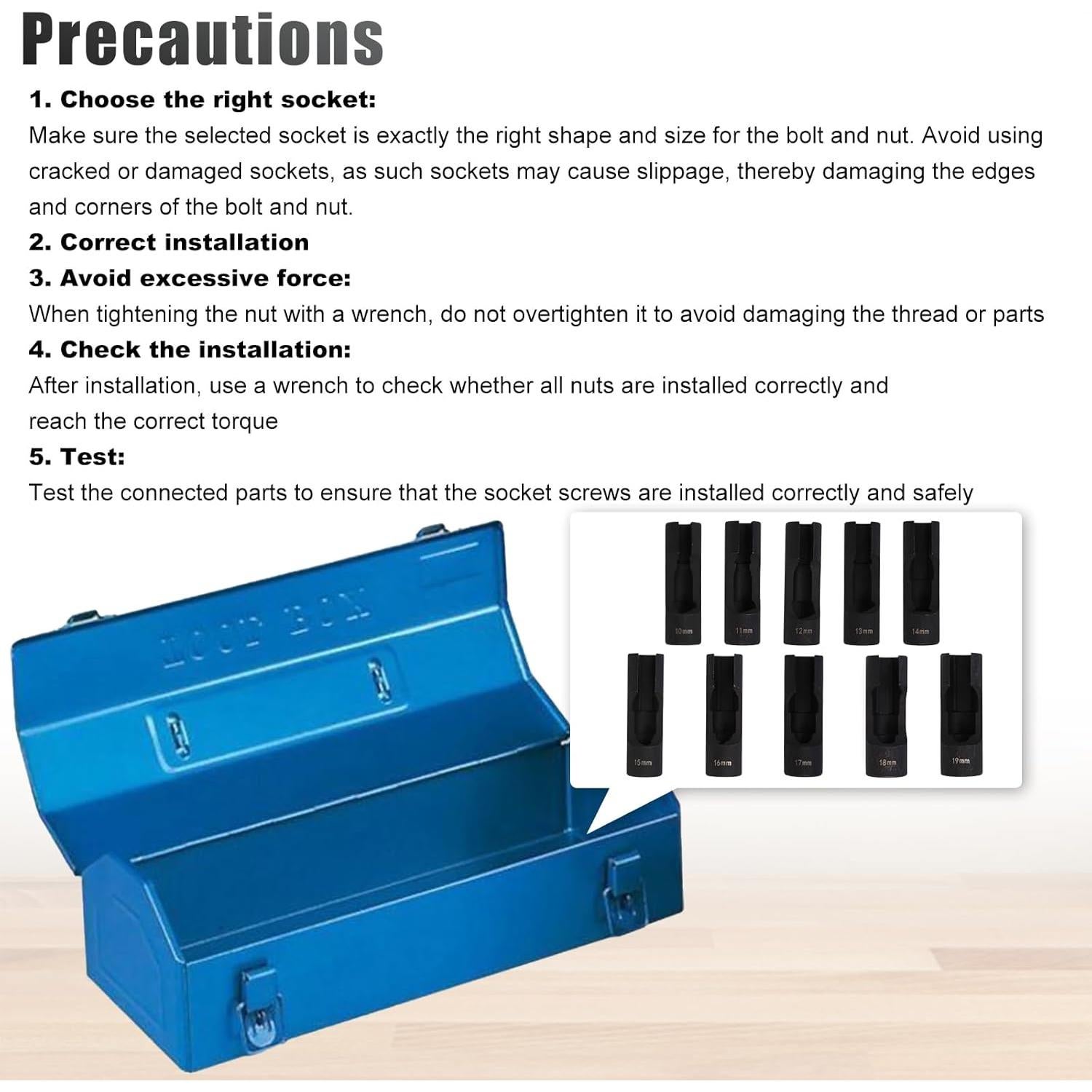 Juego de 10 Enchufes de Tuerca RULLINE 1/2" Acero Mejorado