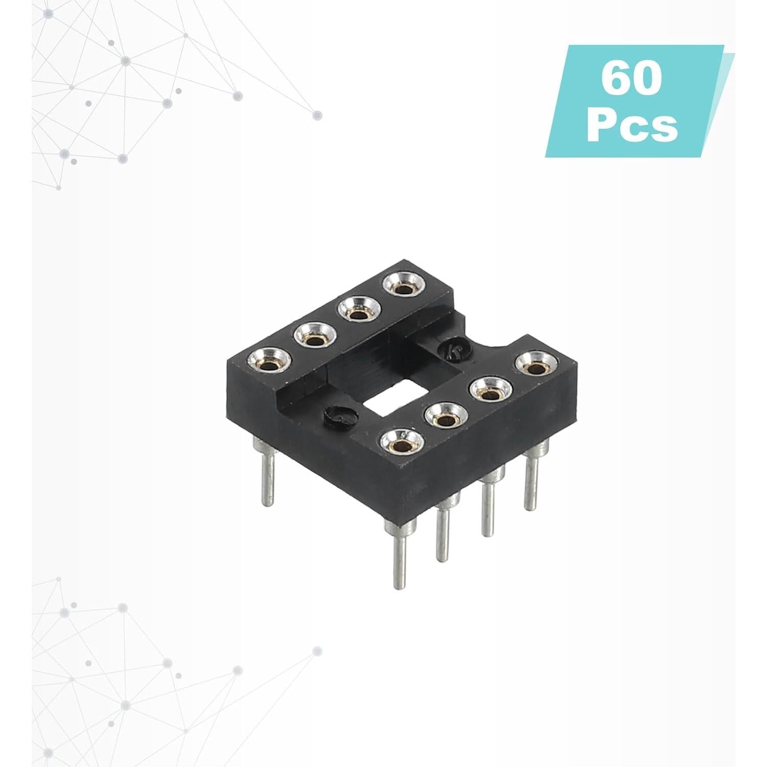 Adaptador de Zócalo DIP IC 60 Pcs MECCANIXITY 2.54mm Negro