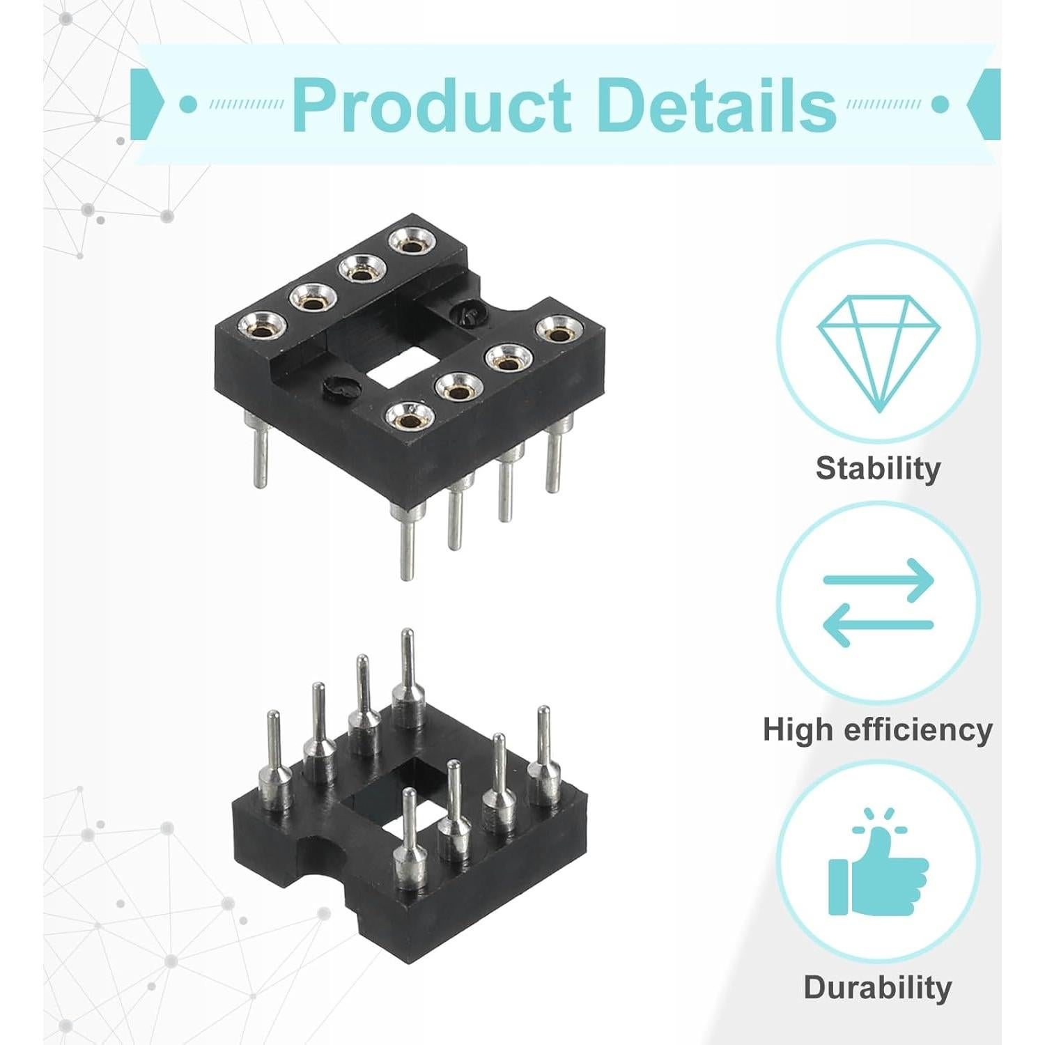 Adaptador de Zócalo DIP IC 60 Pcs MECCANIXITY 2.54mm Negro