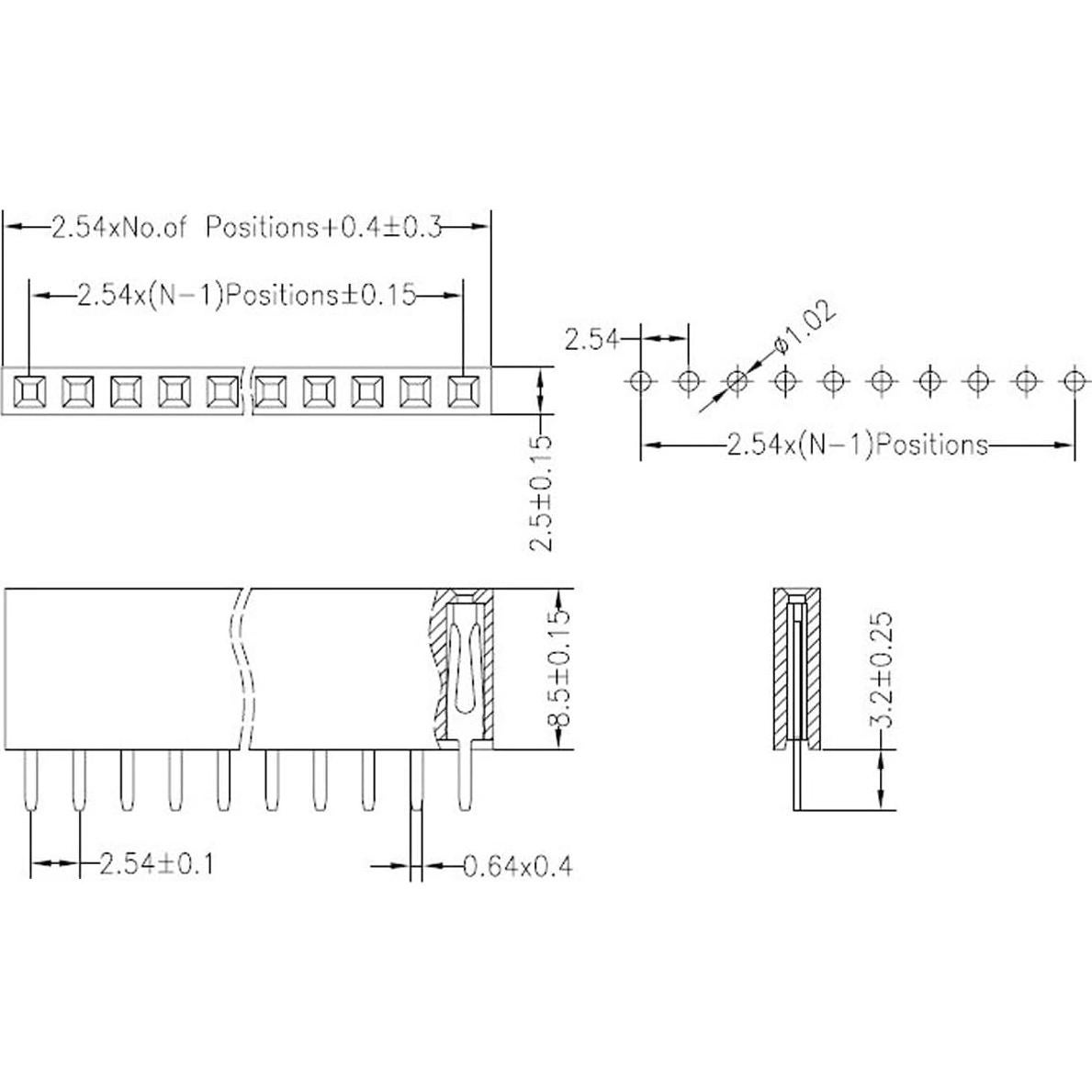 Conector Hembra 1x8 Pin 2.54mm Lagogia - Paquete de 30