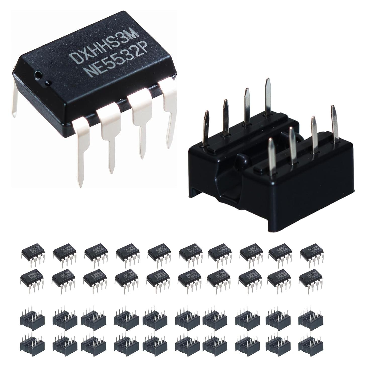 20 Amplificadores Operacionales NE5532P + 20 Zócalos DIP-8