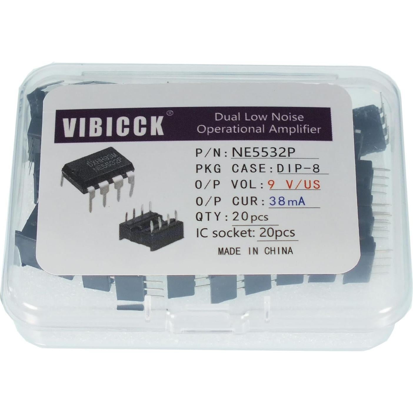 20 Amplificadores Operacionales NE5532P + 20 Zócalos DIP-8