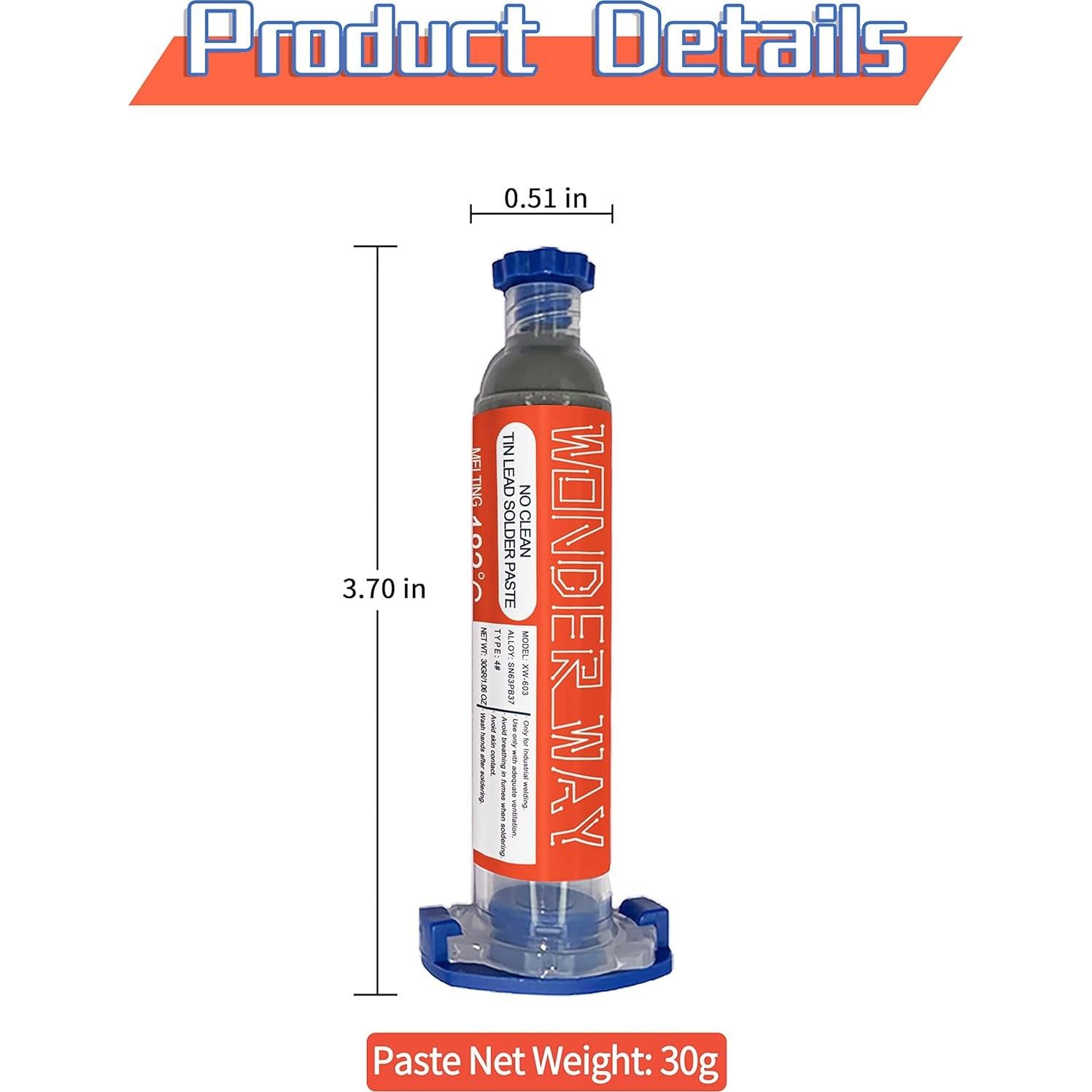 Pasta de Soldadura Sn63/Pb37 Wonderway 30g x 4 Paquetes