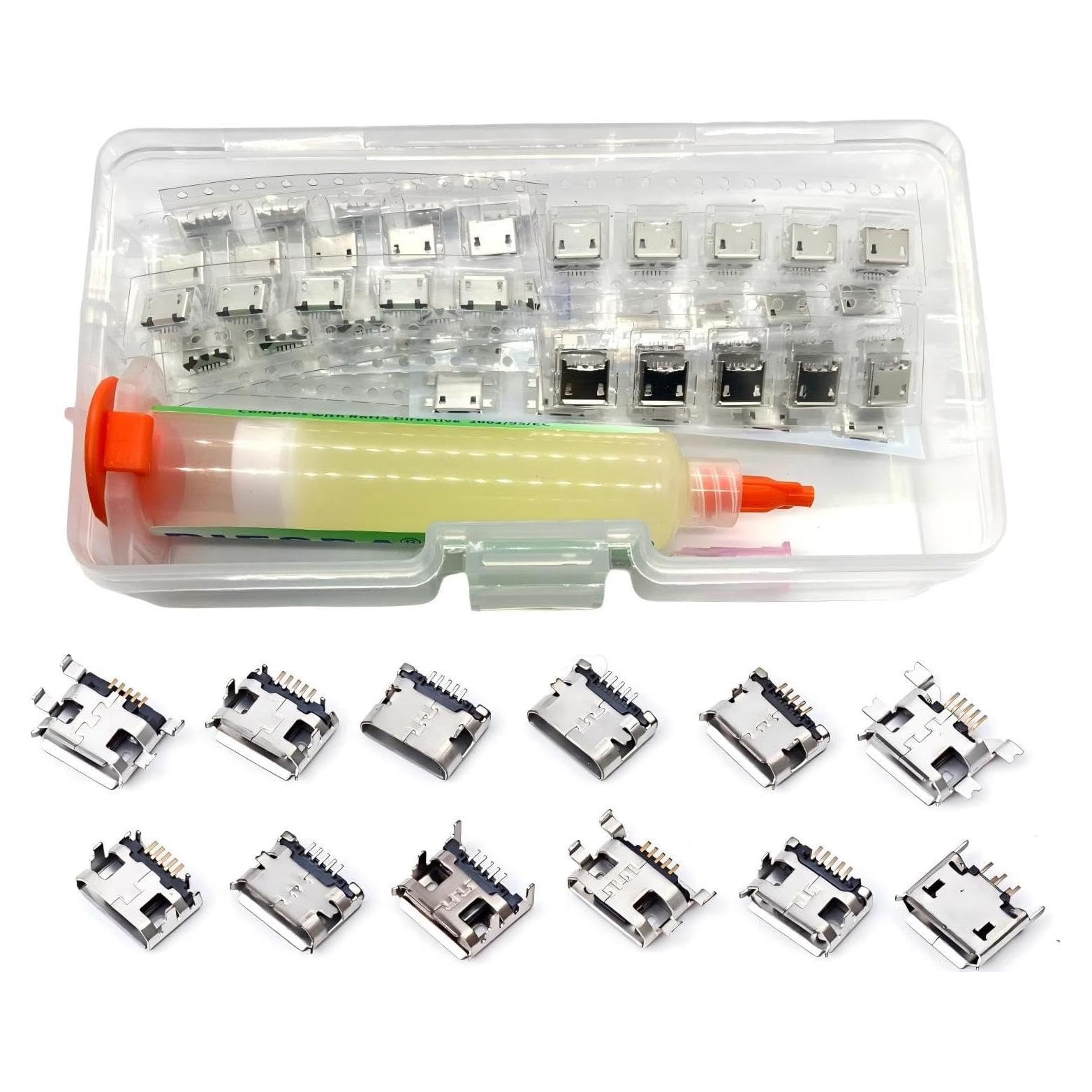 Kit de 60 Conectores Micro USB Femeninos ProCircFix 5 Pines