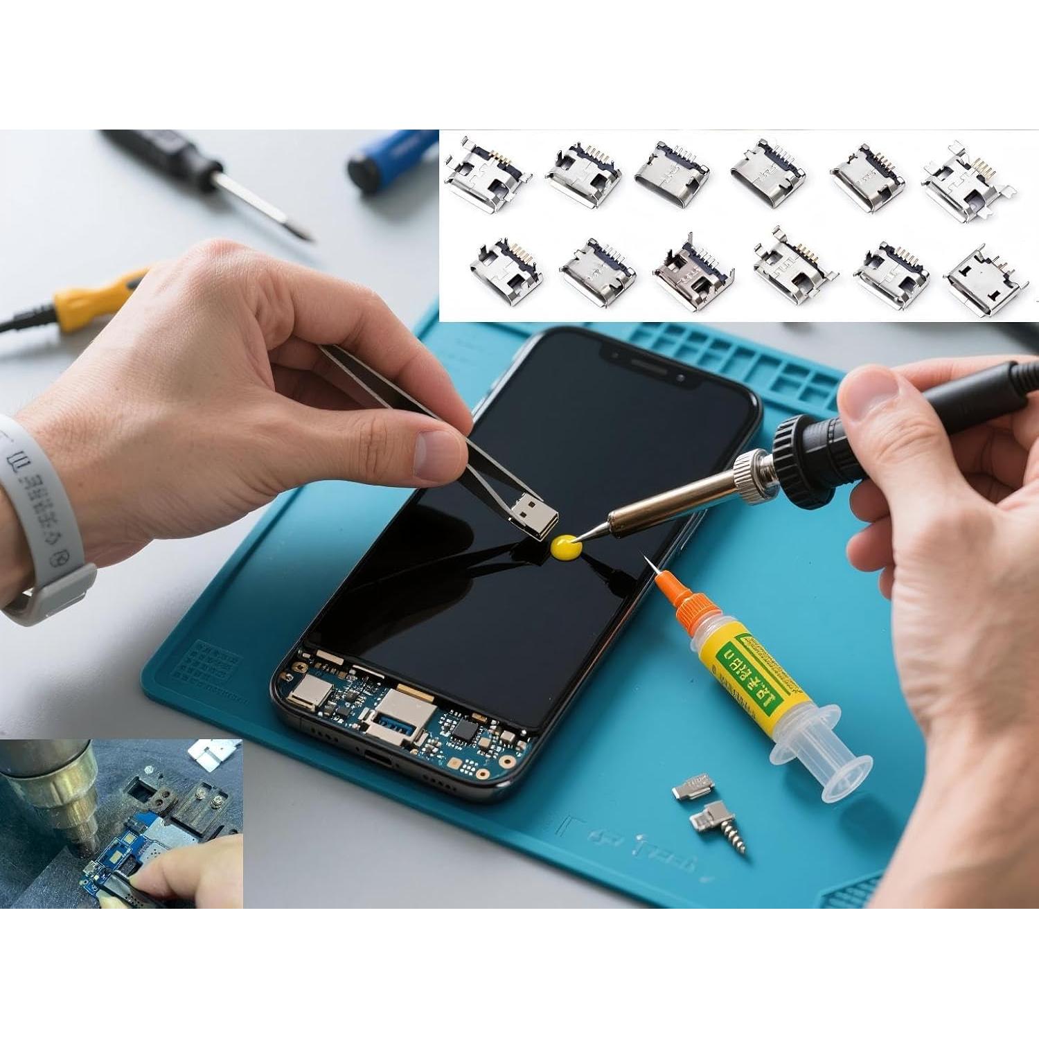 Kit de 60 Conectores Micro USB Femeninos ProCircFix 5 Pines