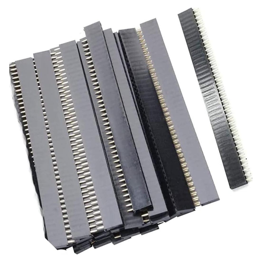 Conector Hembra 1x40 Pin 2.54mm JING Fila Simple Recta - 20 Piezas