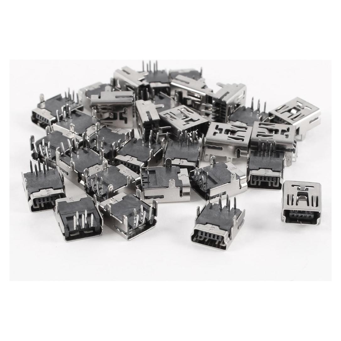 Conector Mini USB Tipo B Hembrado Uxcell 30 Pcs 5 Pines