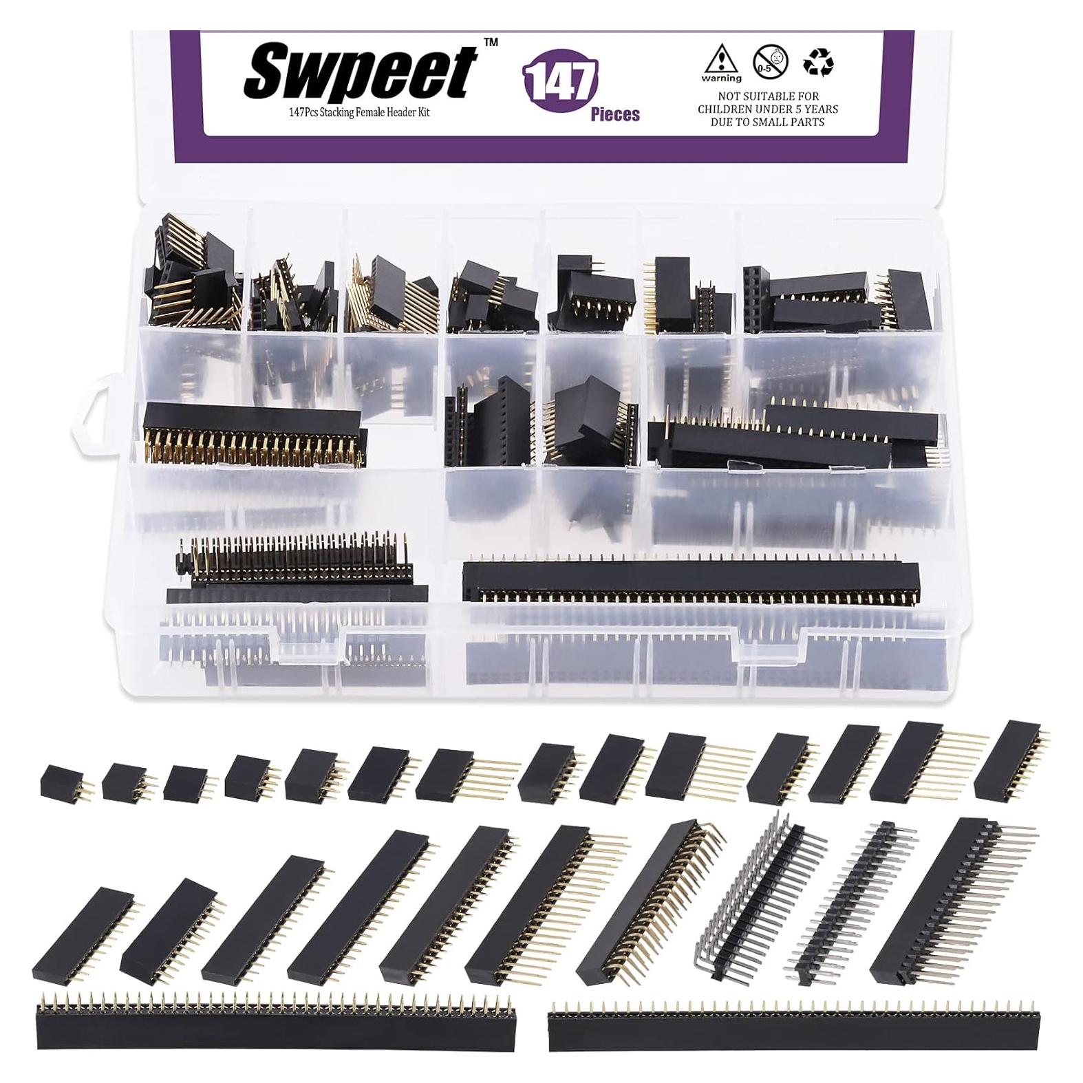 Kit de Conectores de Encabezado de Pin Femenino Swpeet 147Pcs