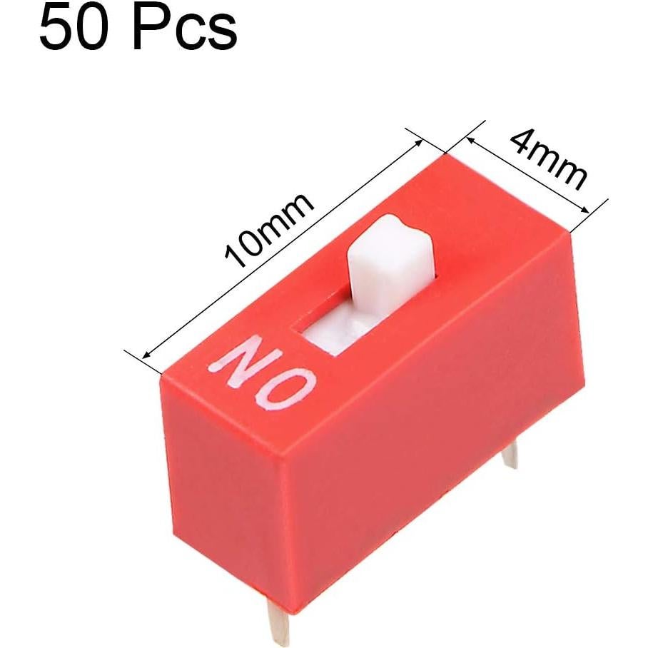 Interruptor DIP 1 Posición Rojo uxcell 50 Pcs para PCB