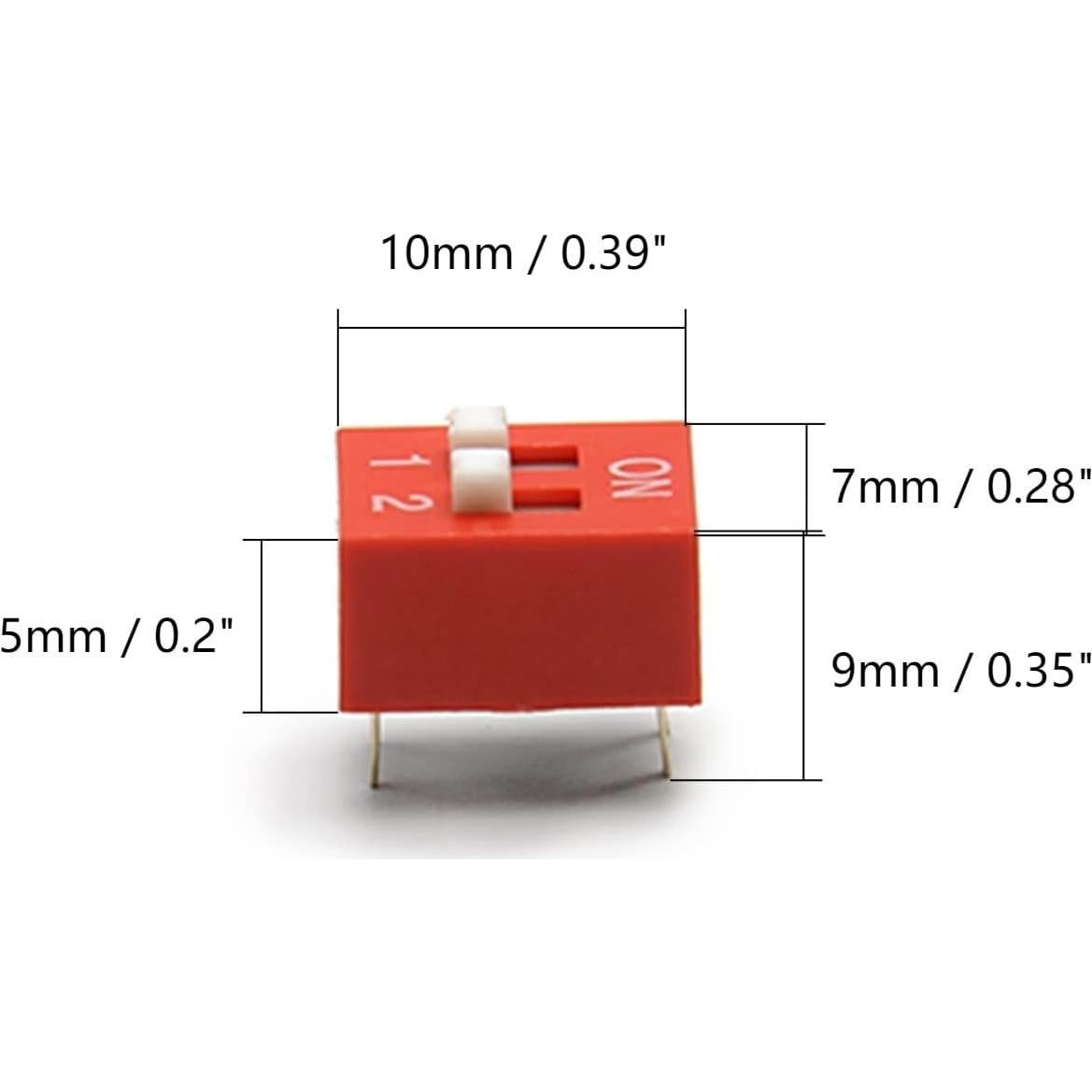 Interruptor DIP Horizontal Fielect 20 Pcs 2 Posiciones 2.54mm Rojo