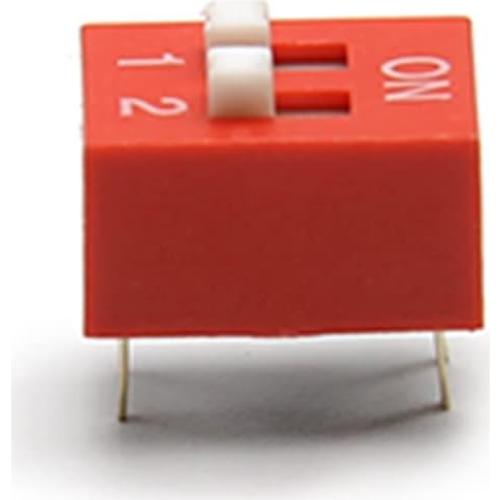 Interruptor DIP Horizontal Fielect 20 Pcs 2 Posiciones 2.54mm Rojo