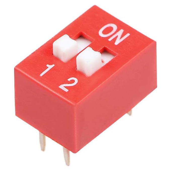 Interruptor DIP Rojo uxcell 50 Pcs 2 Posiciones 2.54mm