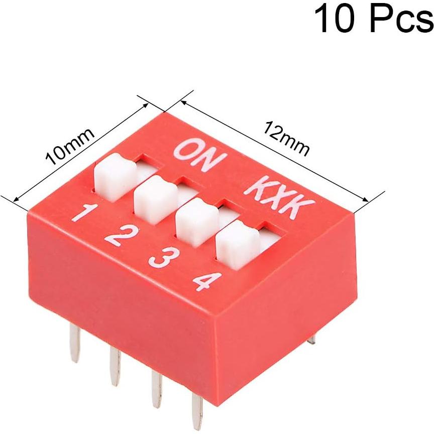 Interruptor DIP 4 Posiciones Rosa uxcell 10 Pcs 2.54mm