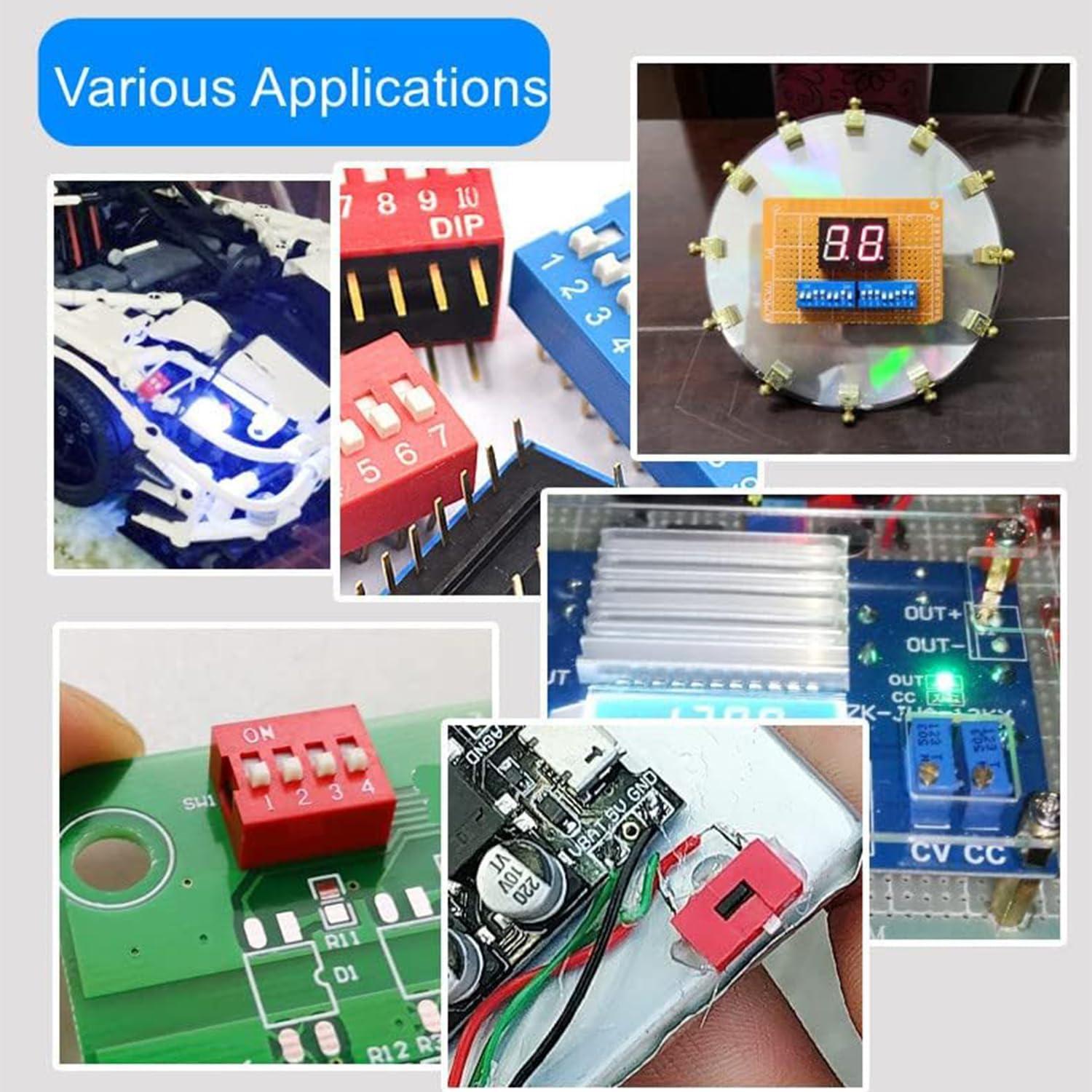 Interruptor DIP Horizontal Fielect 10pcs 5 Posiciones 2.54mm Rojo