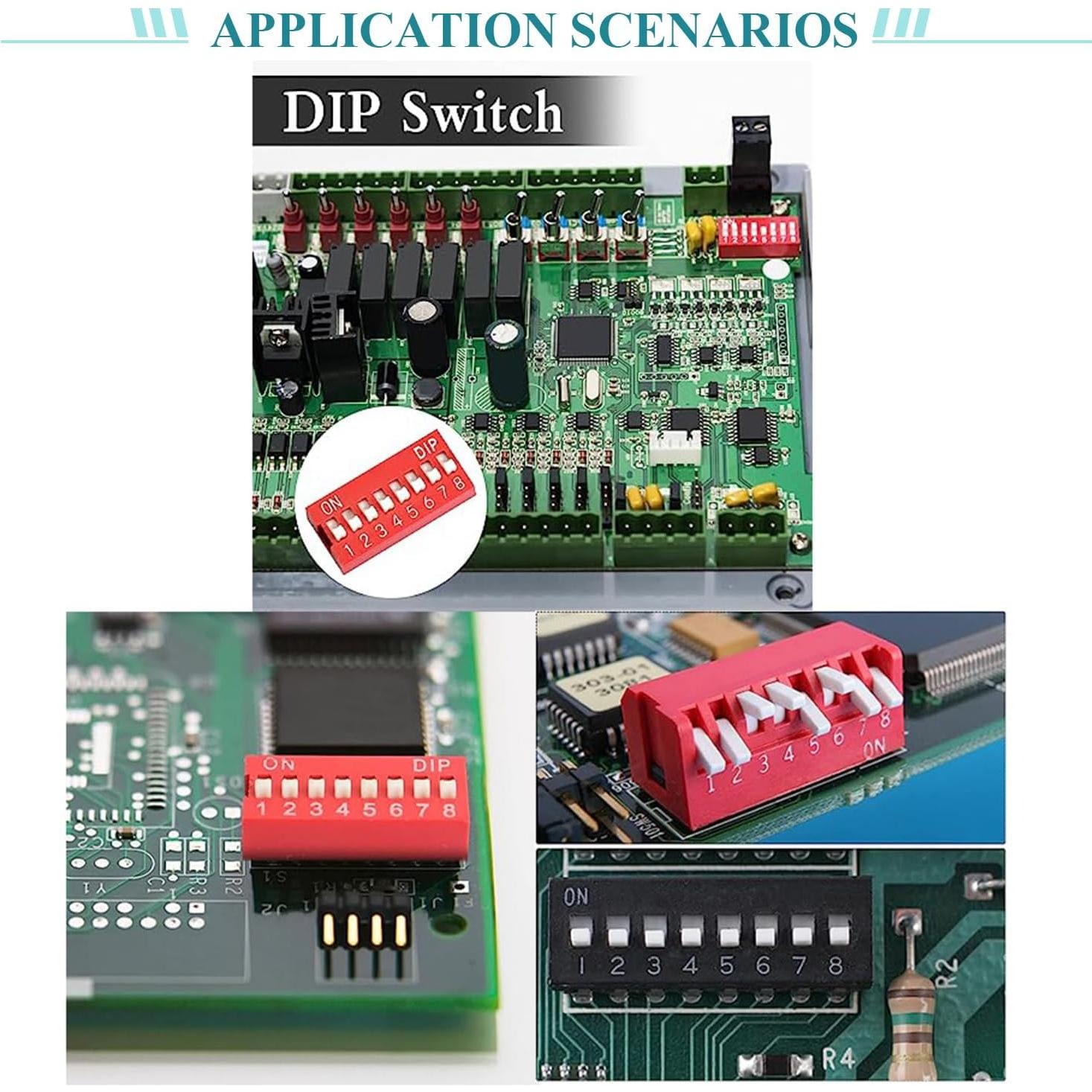 Interruptor DIP Horizontal Fielect 10pcs 5 Posiciones 2.54mm Rojo