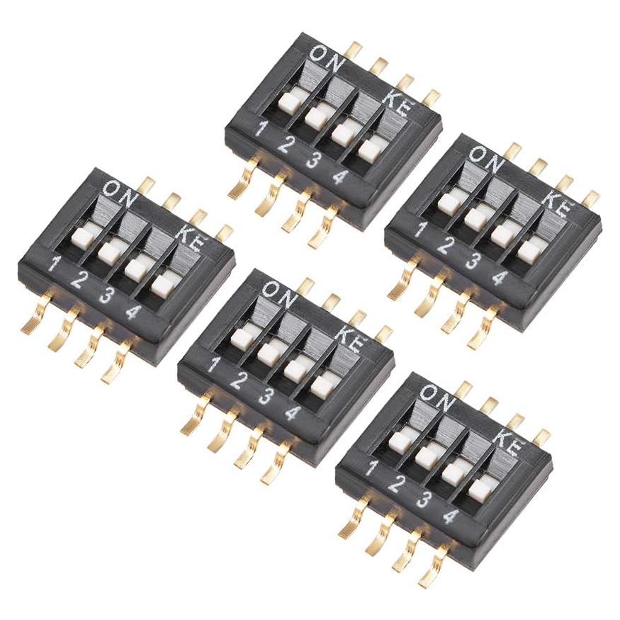 Interruptor DIP 4 Posiciones uxcell 5 Pcs Montaje Superficie