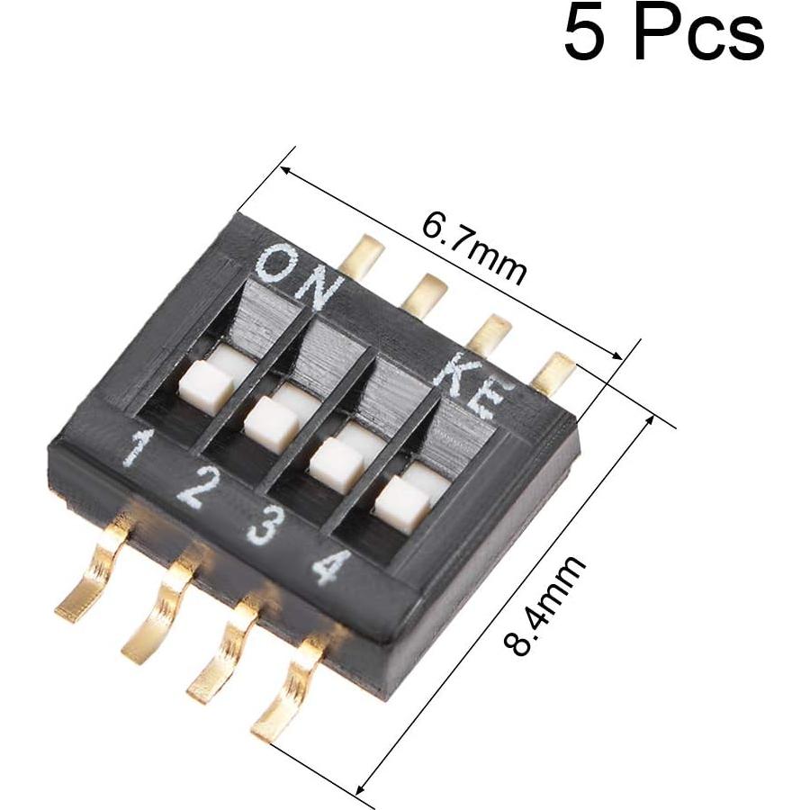 Interruptor DIP 4 Posiciones uxcell 5 Pcs Montaje Superficie