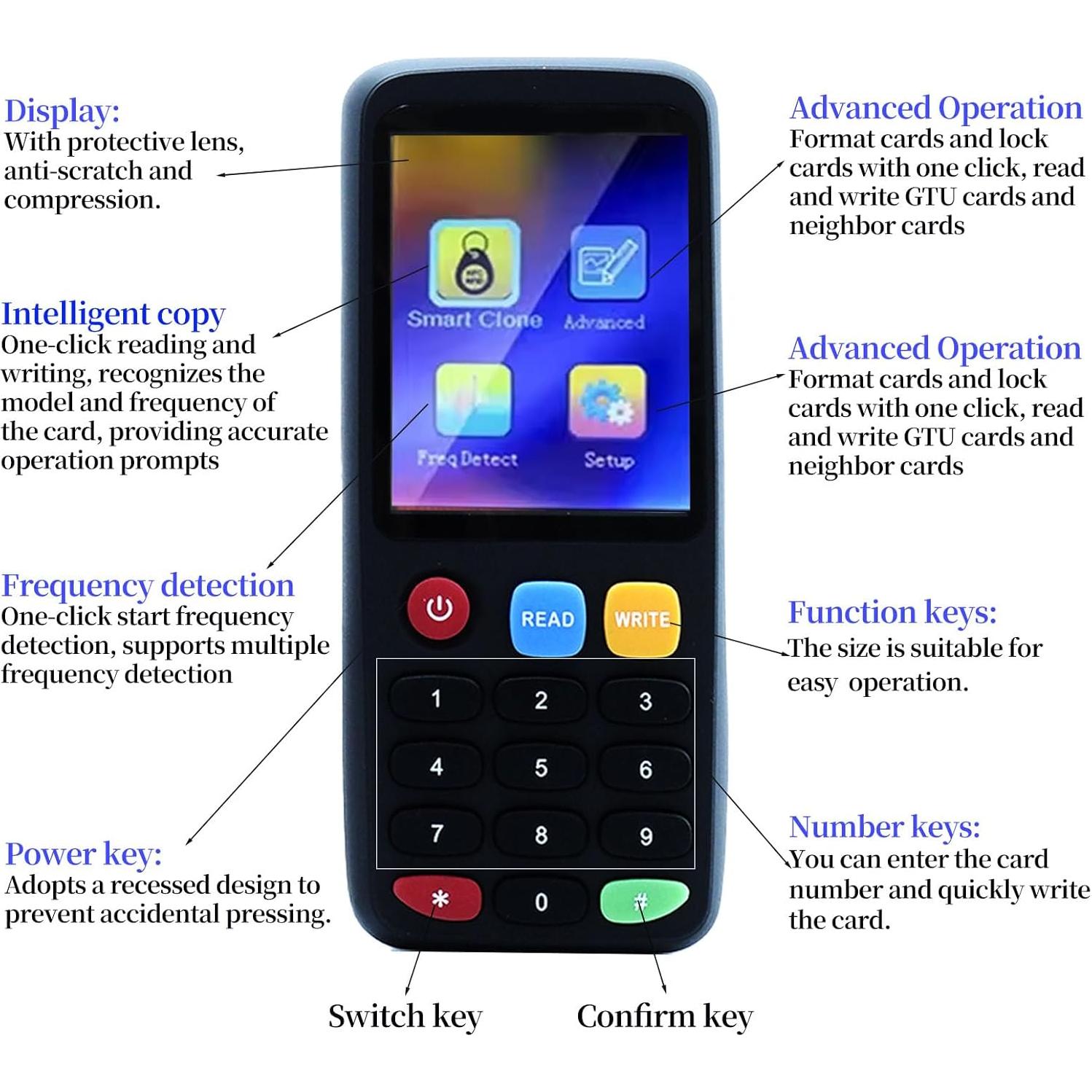 Lector y Escritor RFID Tqsbeyah X7 con Pantalla TFT 2.8"