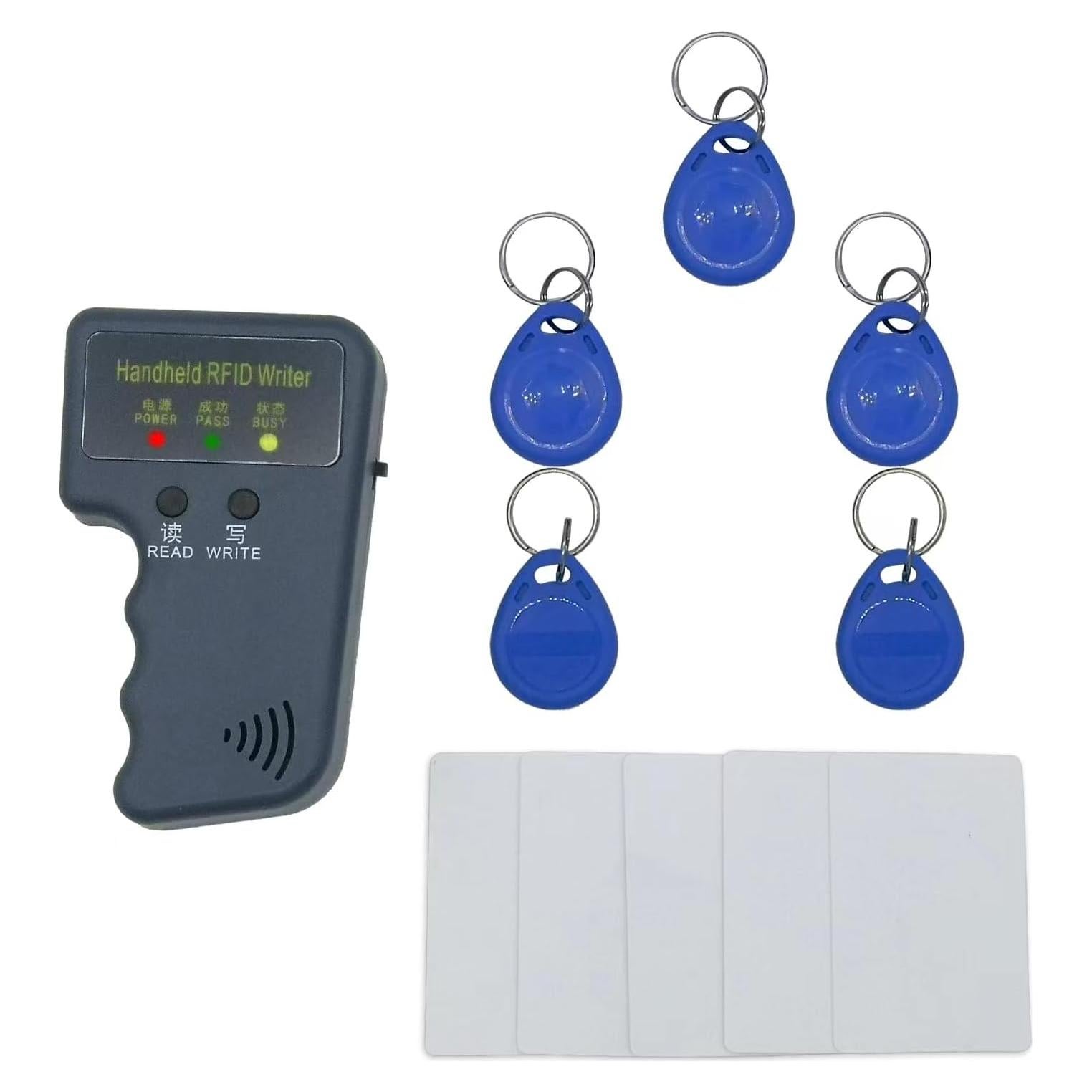 Lector y Escritor RFID 125kHz Bivpreom con 5 llaveros y 5 tarjetas